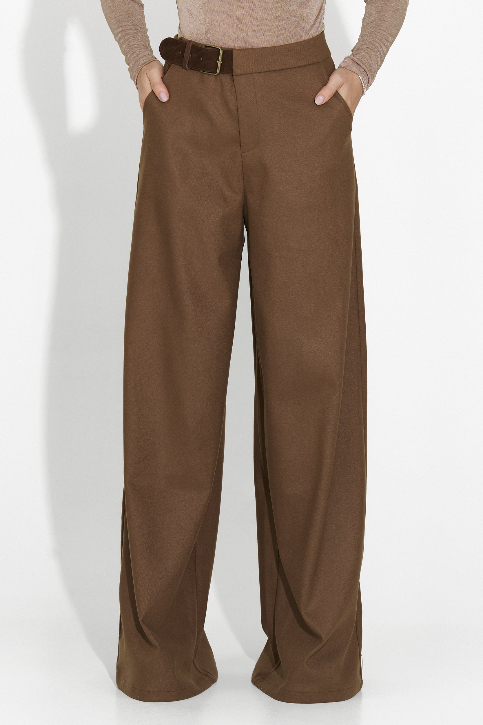 Velira Bogas Elegáns Barna Női Nadrág