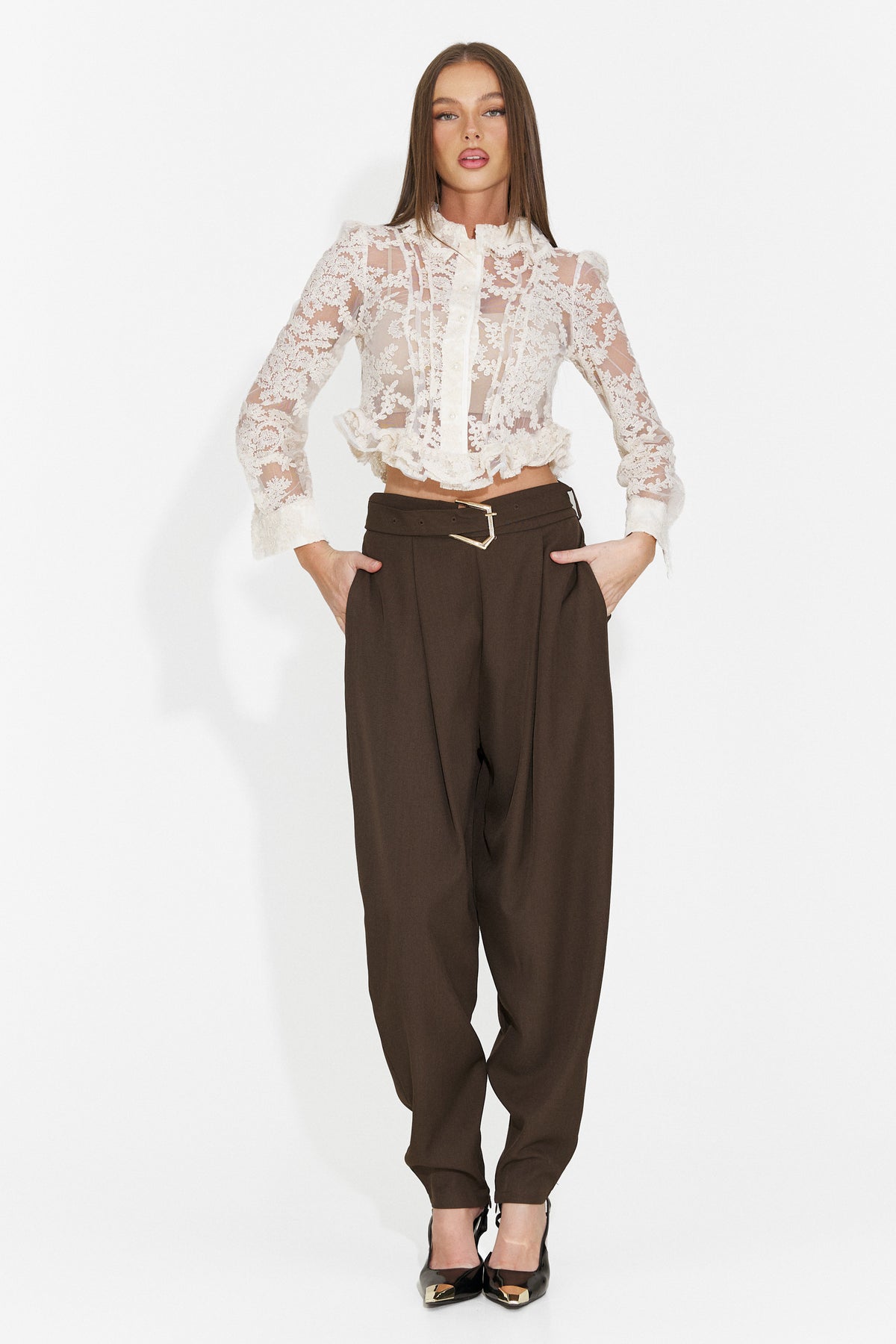 Pantaloni eleganti maro Didola Bogas