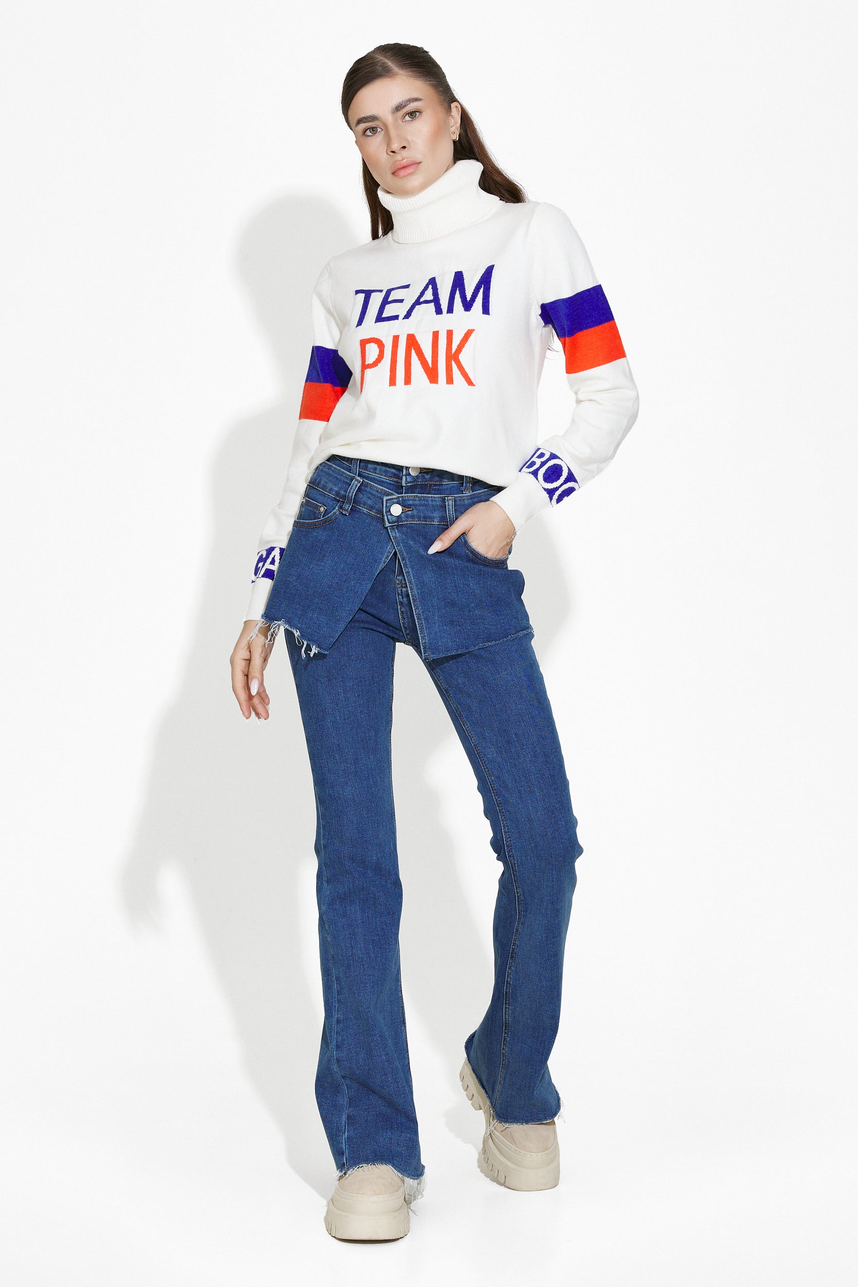 Geana Bogas Fehér Hétköznapi Női Pulóver