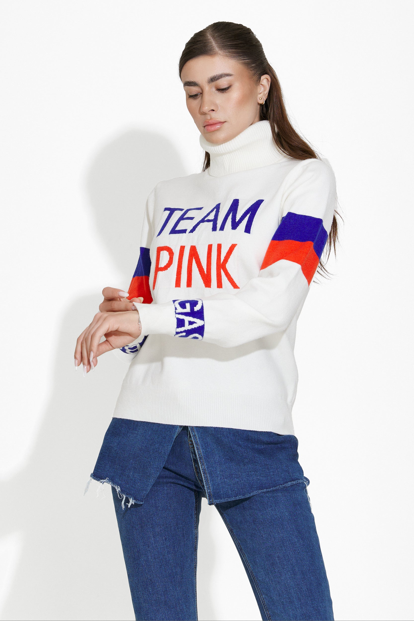 Geana Bogas Fehér Hétköznapi Női Pulóver