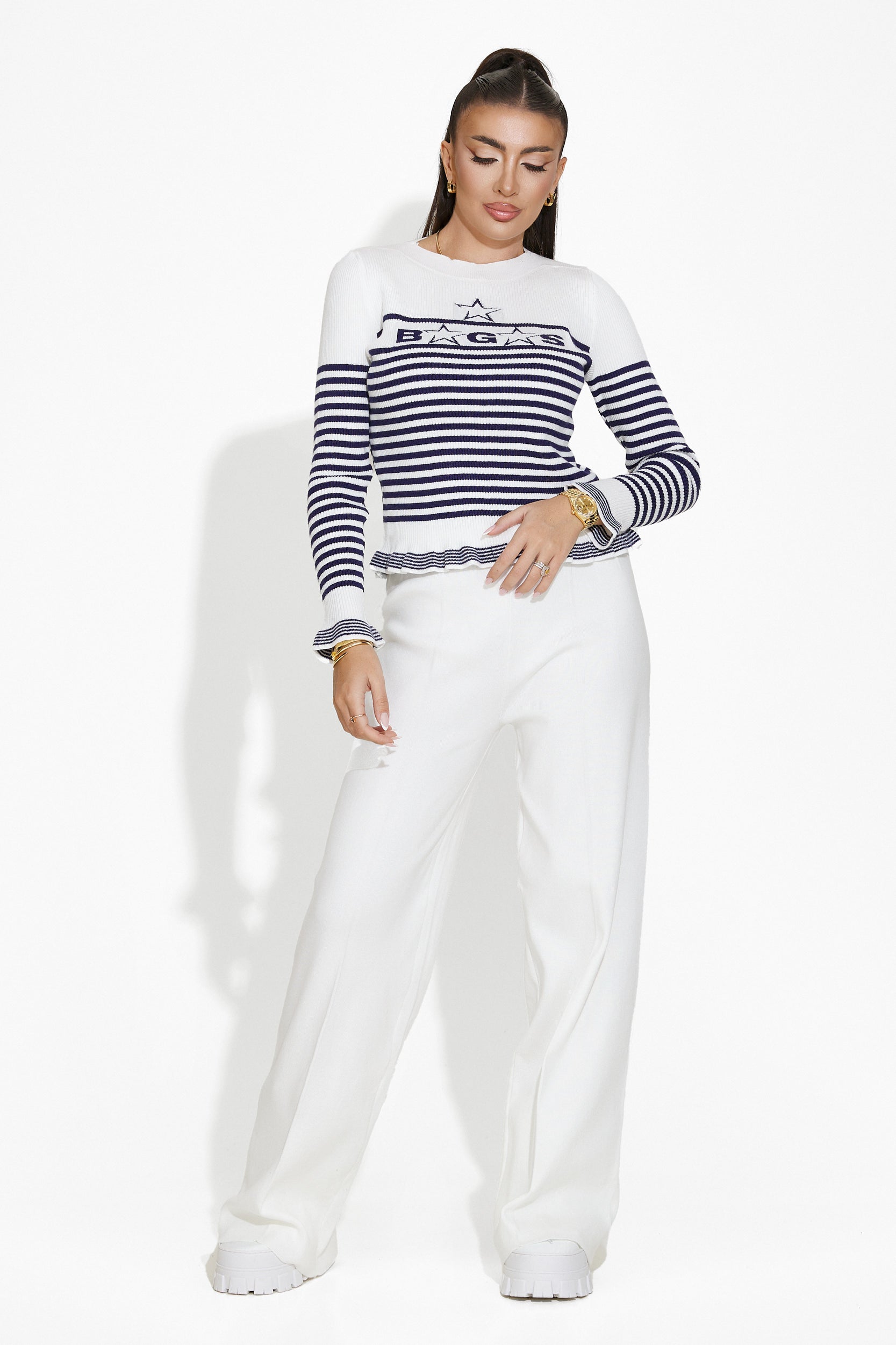 Suelen Bogas Hétköznapi Fehér Női Pulóver