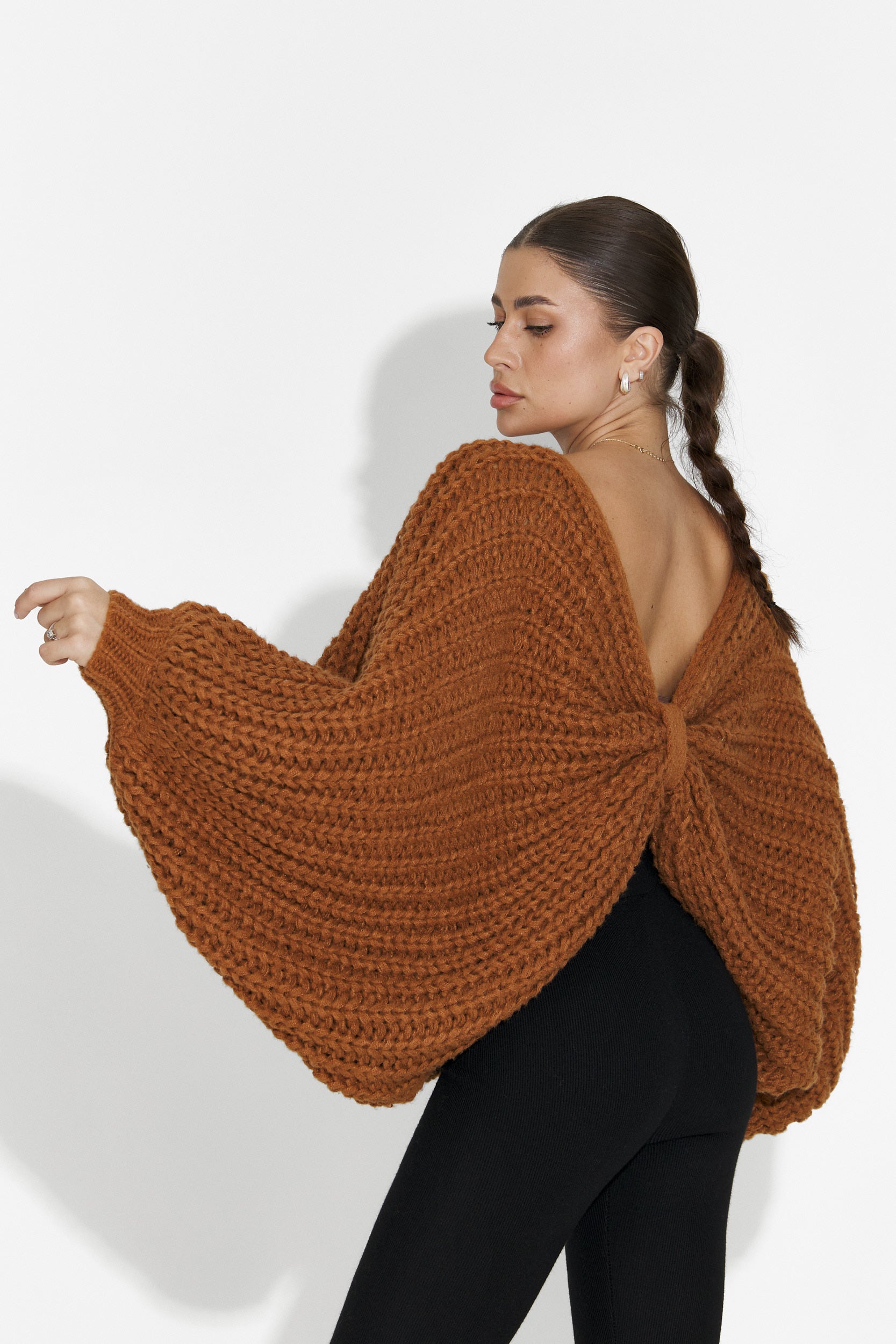 Raviana Bogas barna női hétköznapi pulóver