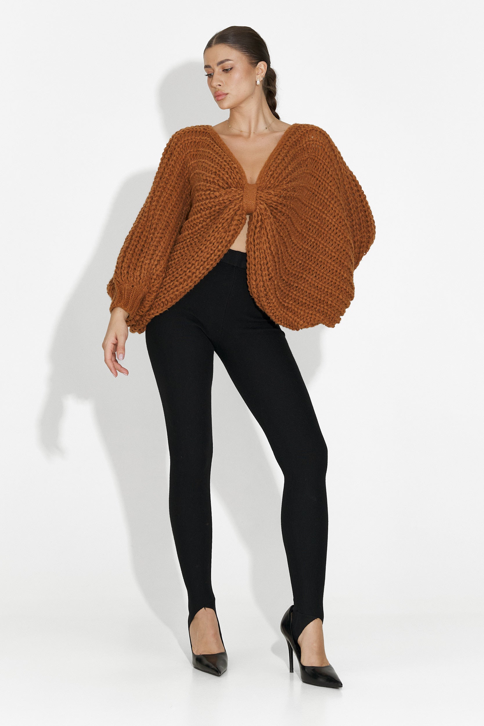 Raviana Bogas barna női hétköznapi pulóver