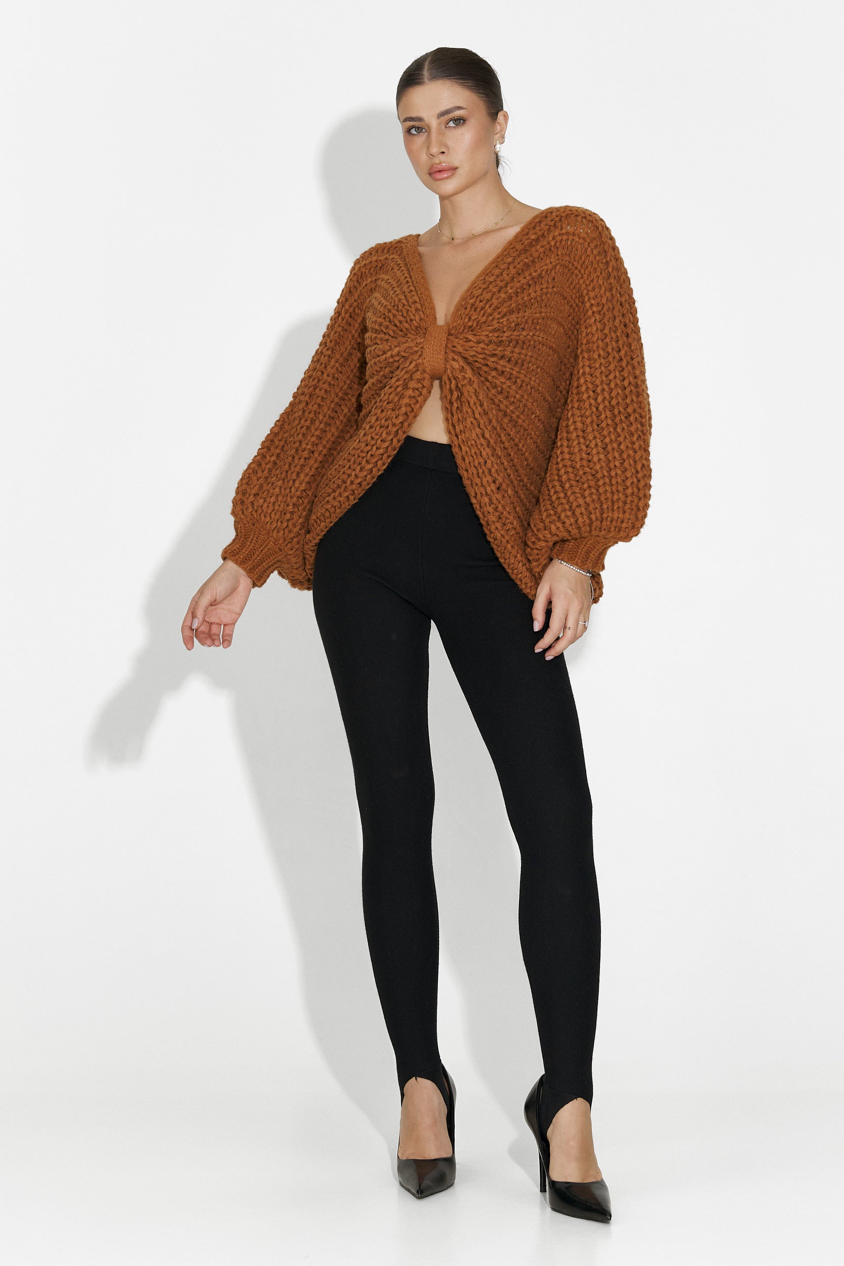 Raviana Bogas barna női hétköznapi pulóver