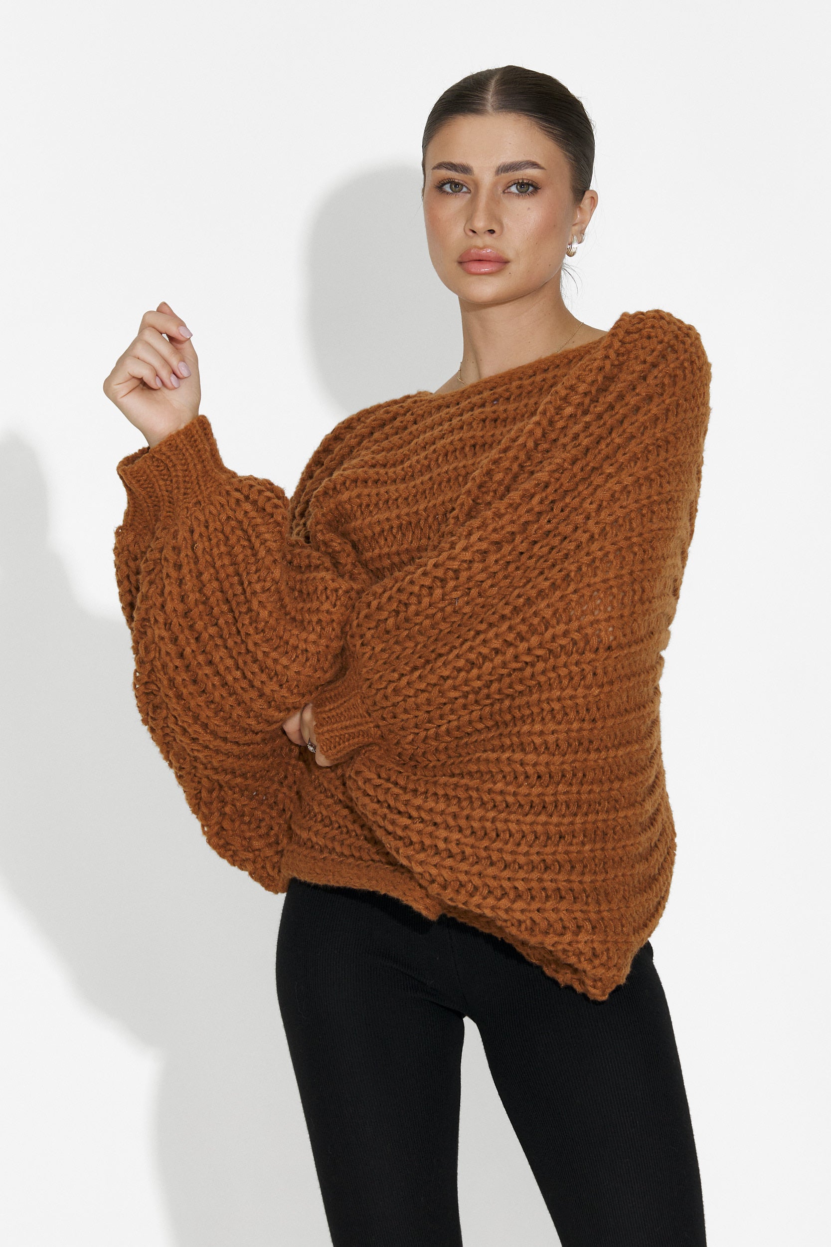 Raviana Bogas barna női hétköznapi pulóver