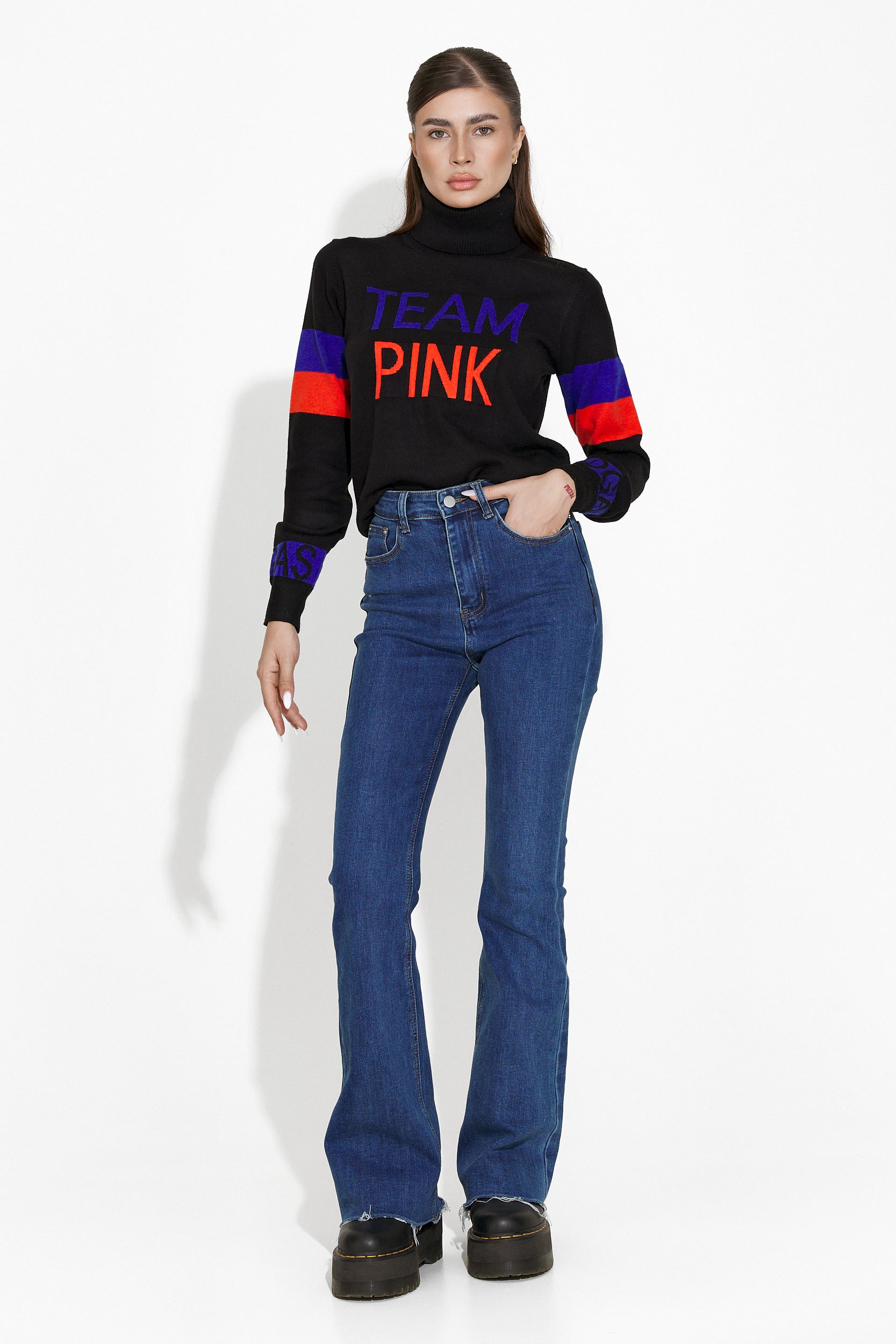 Geana Bogas Kényelmes Fekete Női Pulóver