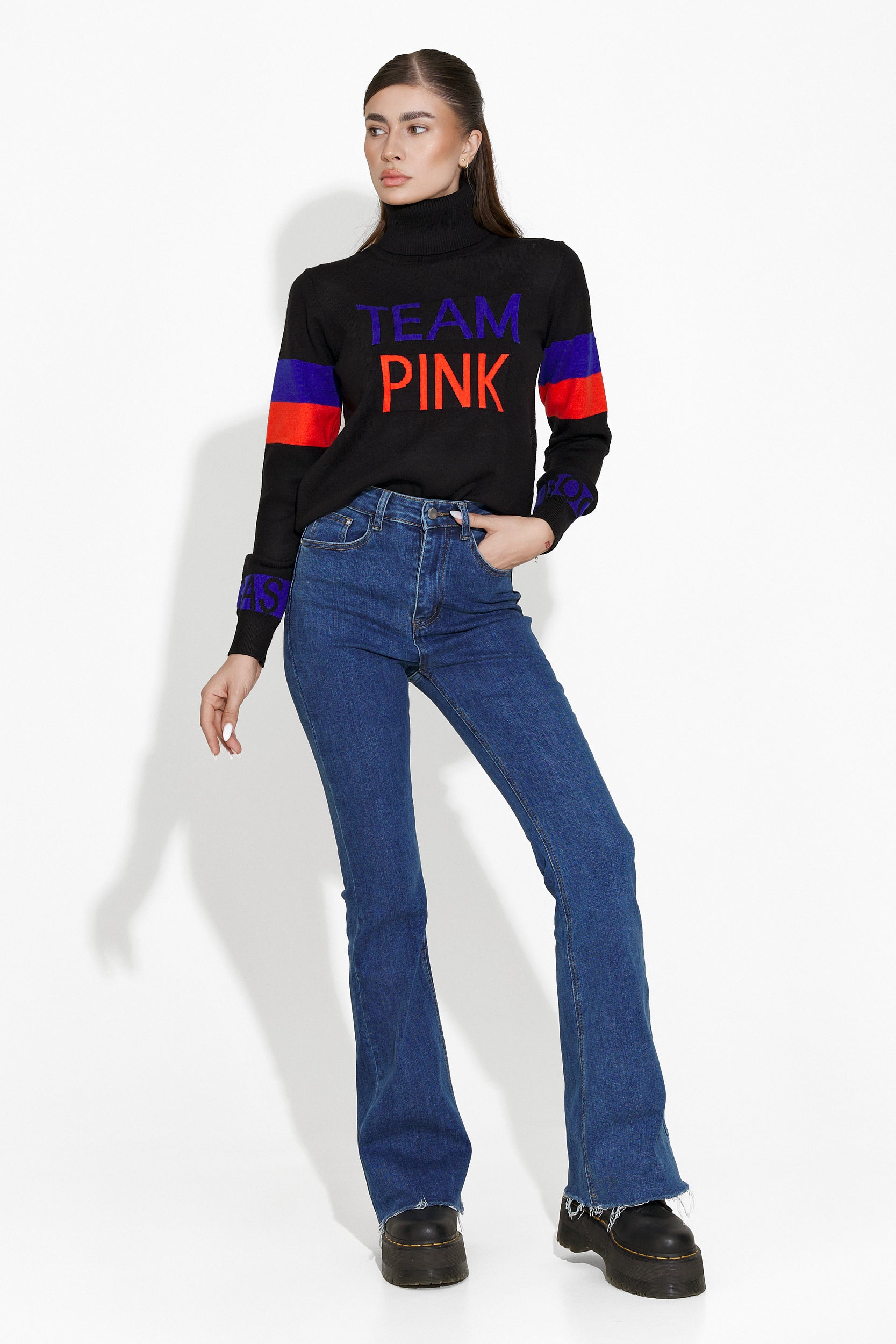 Geana Bogas Kényelmes Fekete Női Pulóver