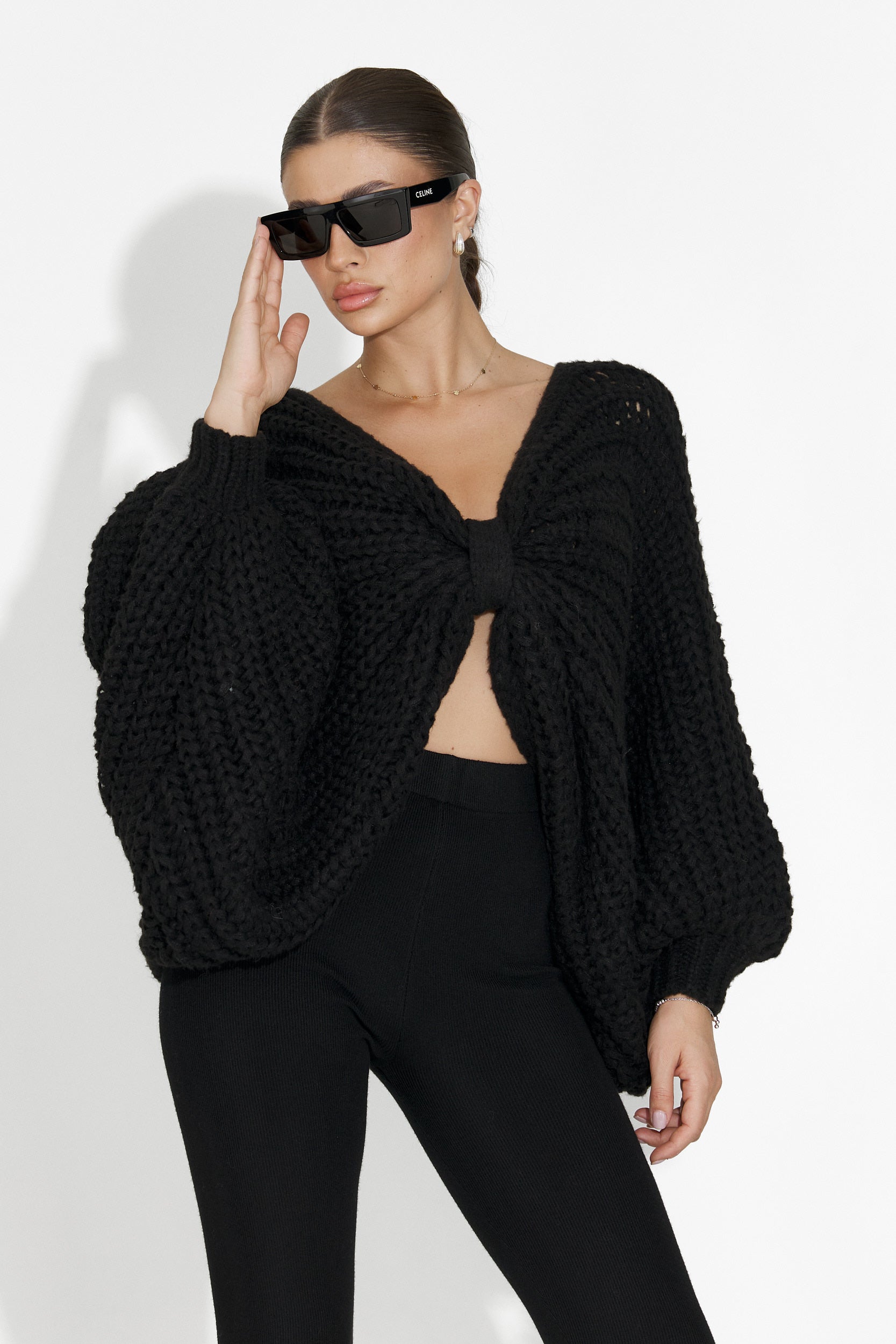 Raviana Bogas Női Hétköznapi Fekete Pulóver