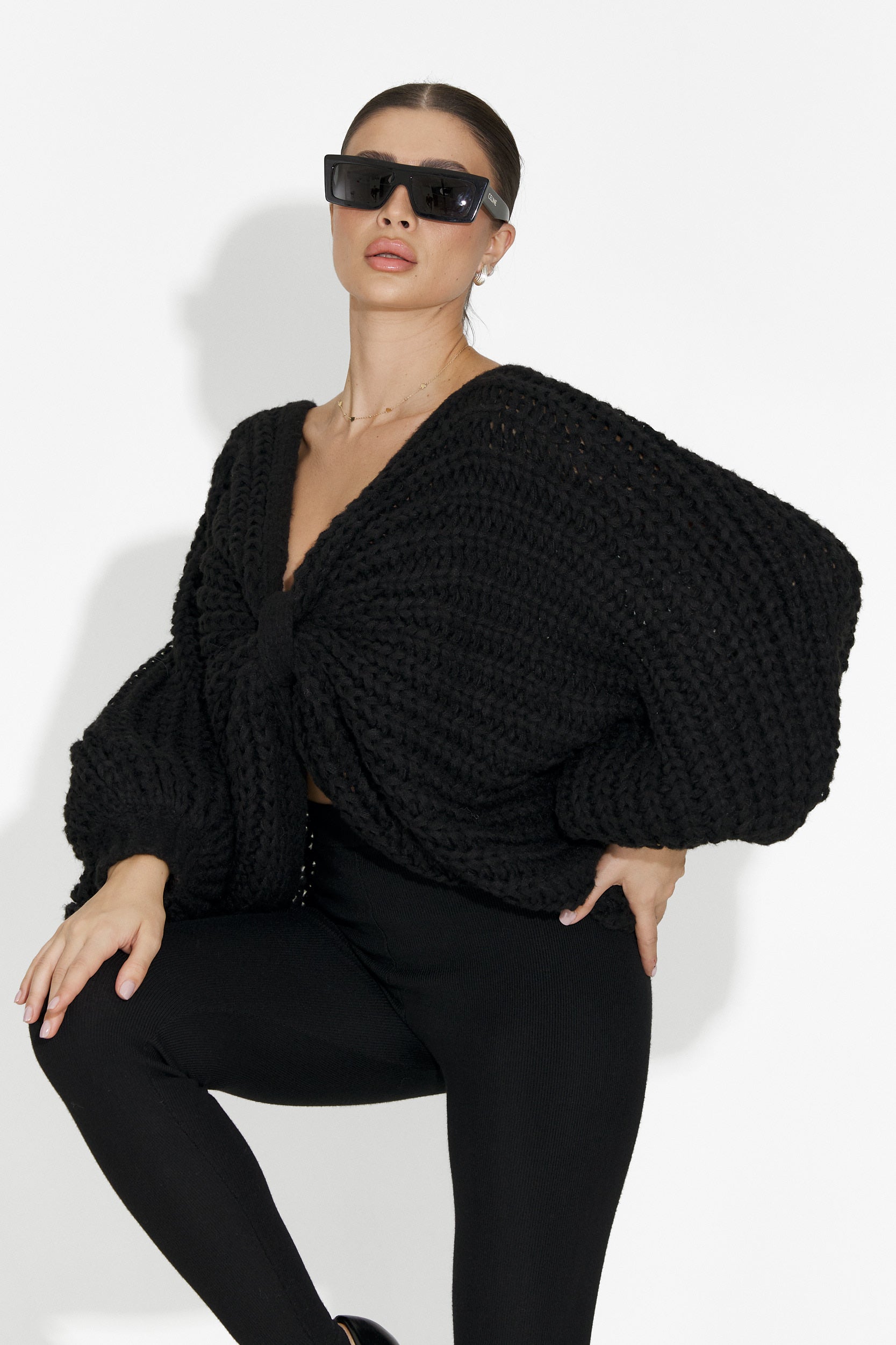 Raviana Bogas Női Hétköznapi Fekete Pulóver