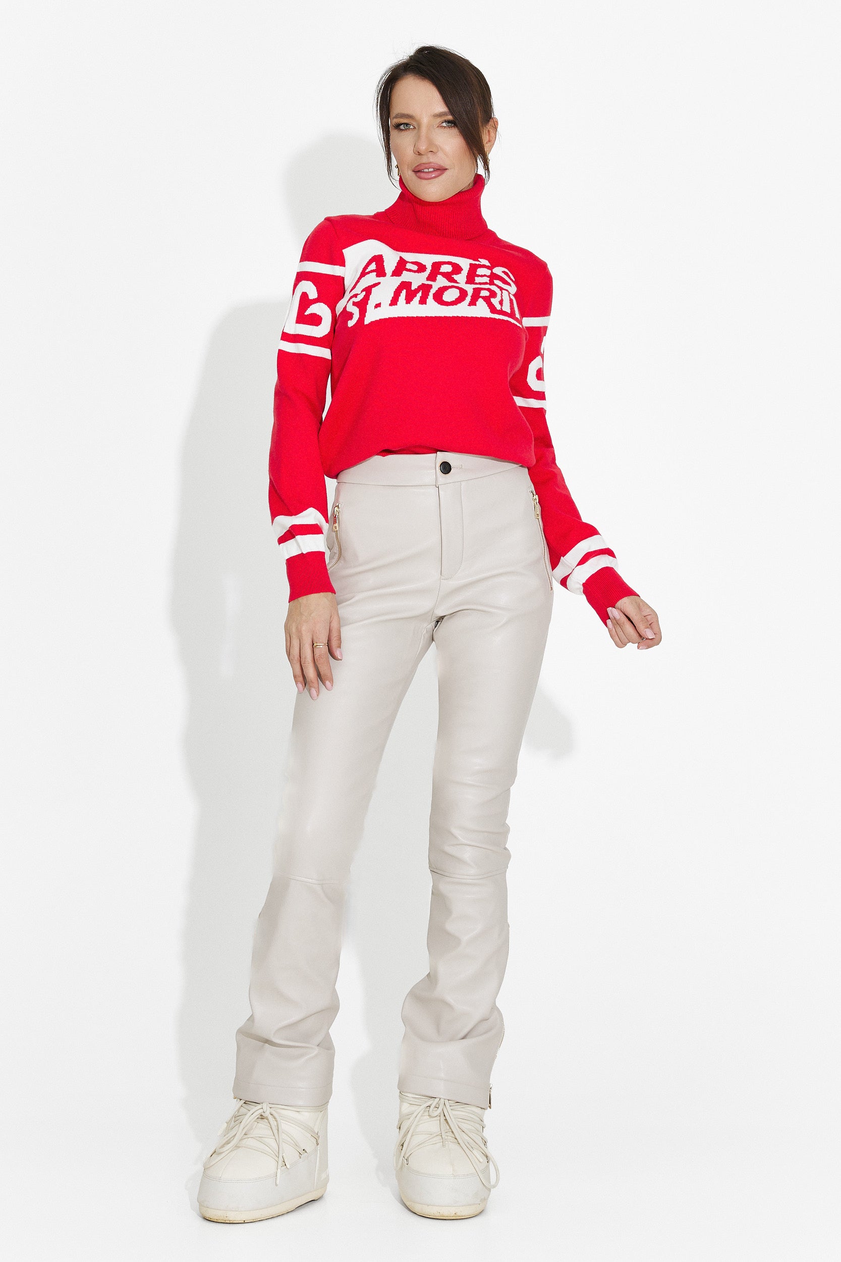 Női piros, hétköznapi pulóver Nelora Bogas