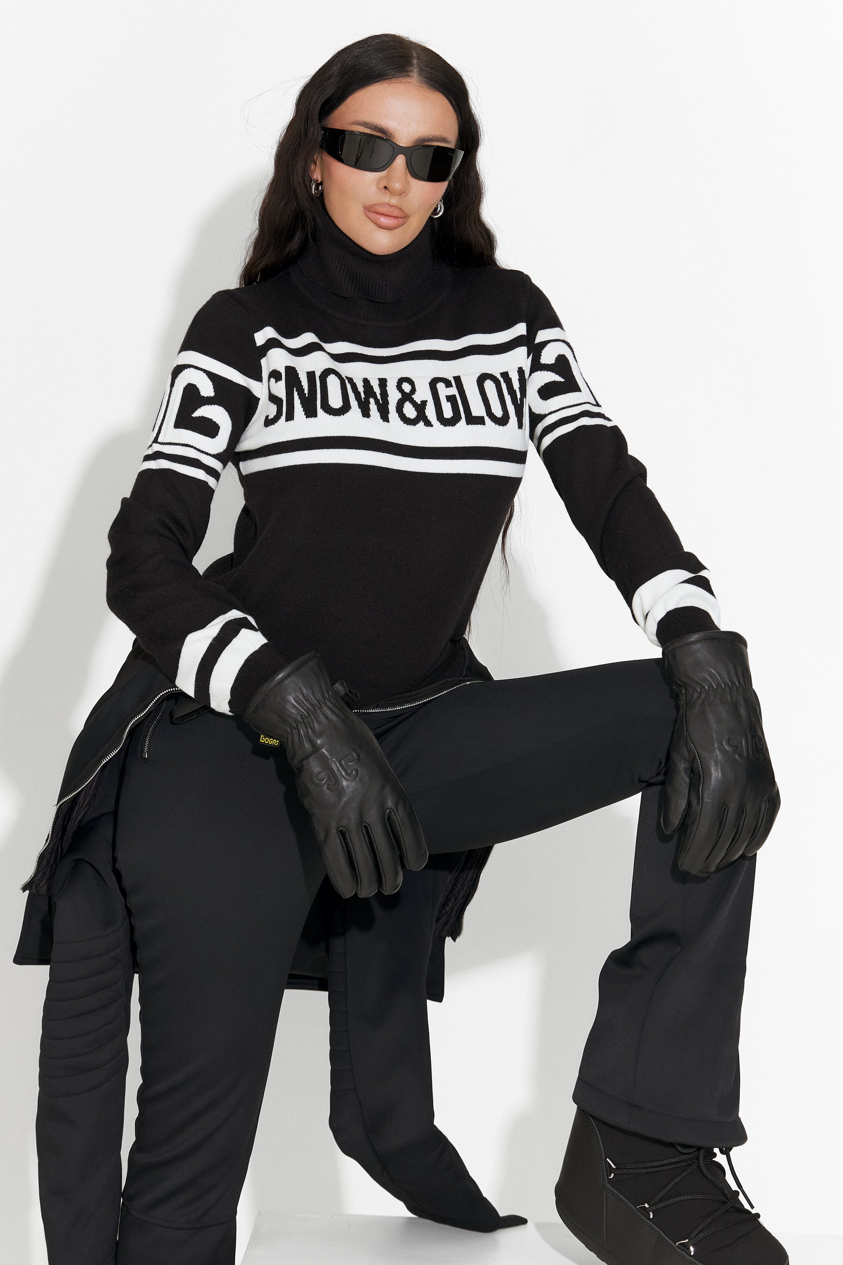 Clyra Bogas Fekete Sí Pulóver Nőknek