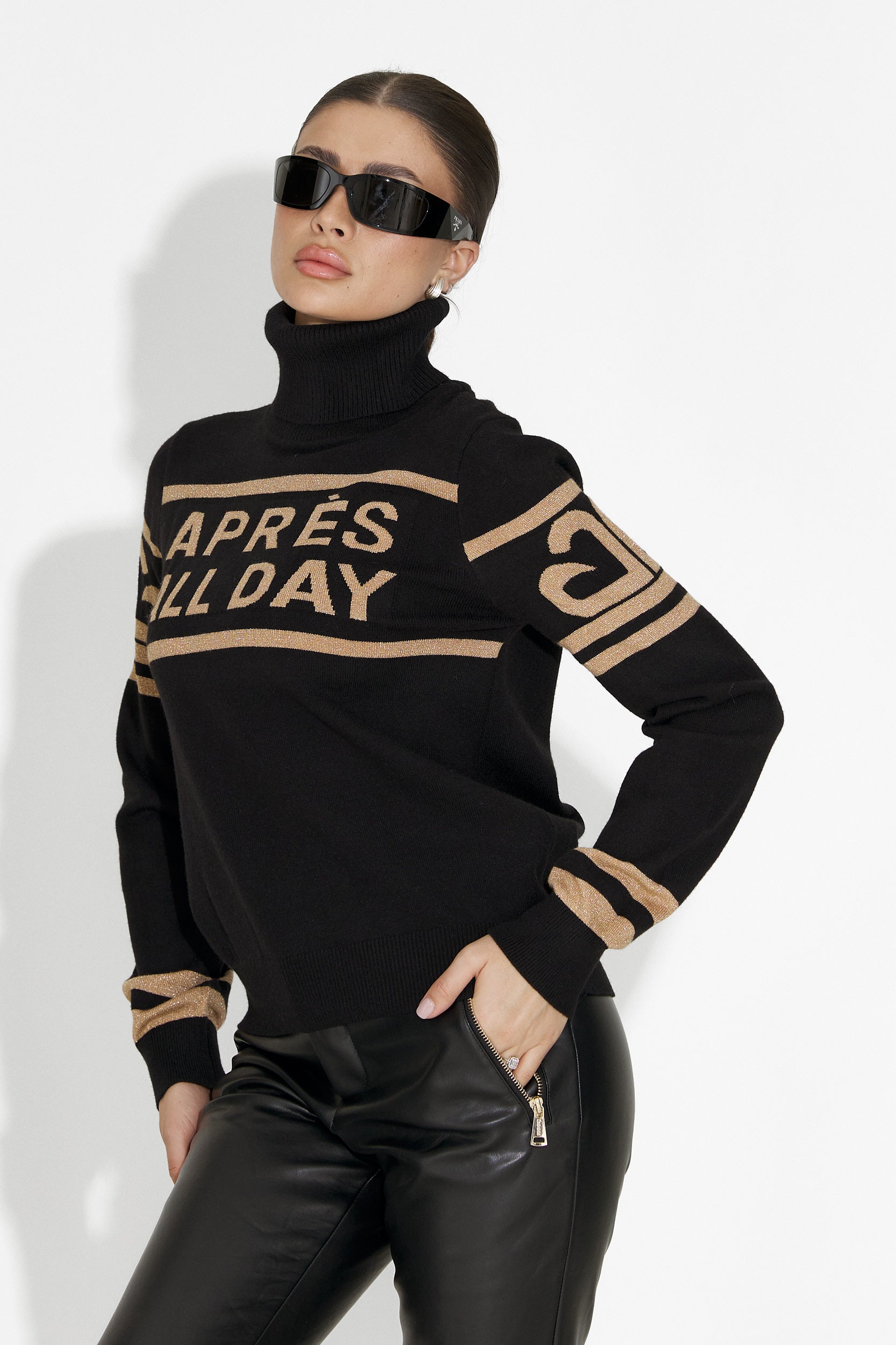 Jovelia Bogas Fekete Női Sí Pulóver