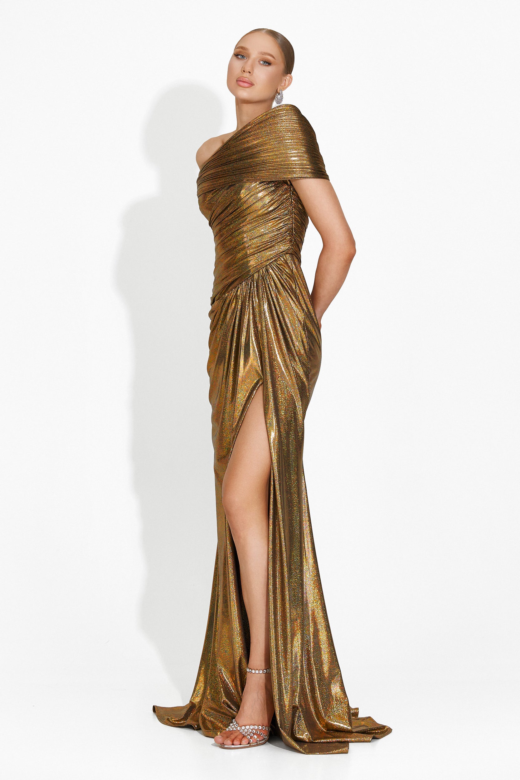 Melonie Bogas Hosszú Arany Női Ruha