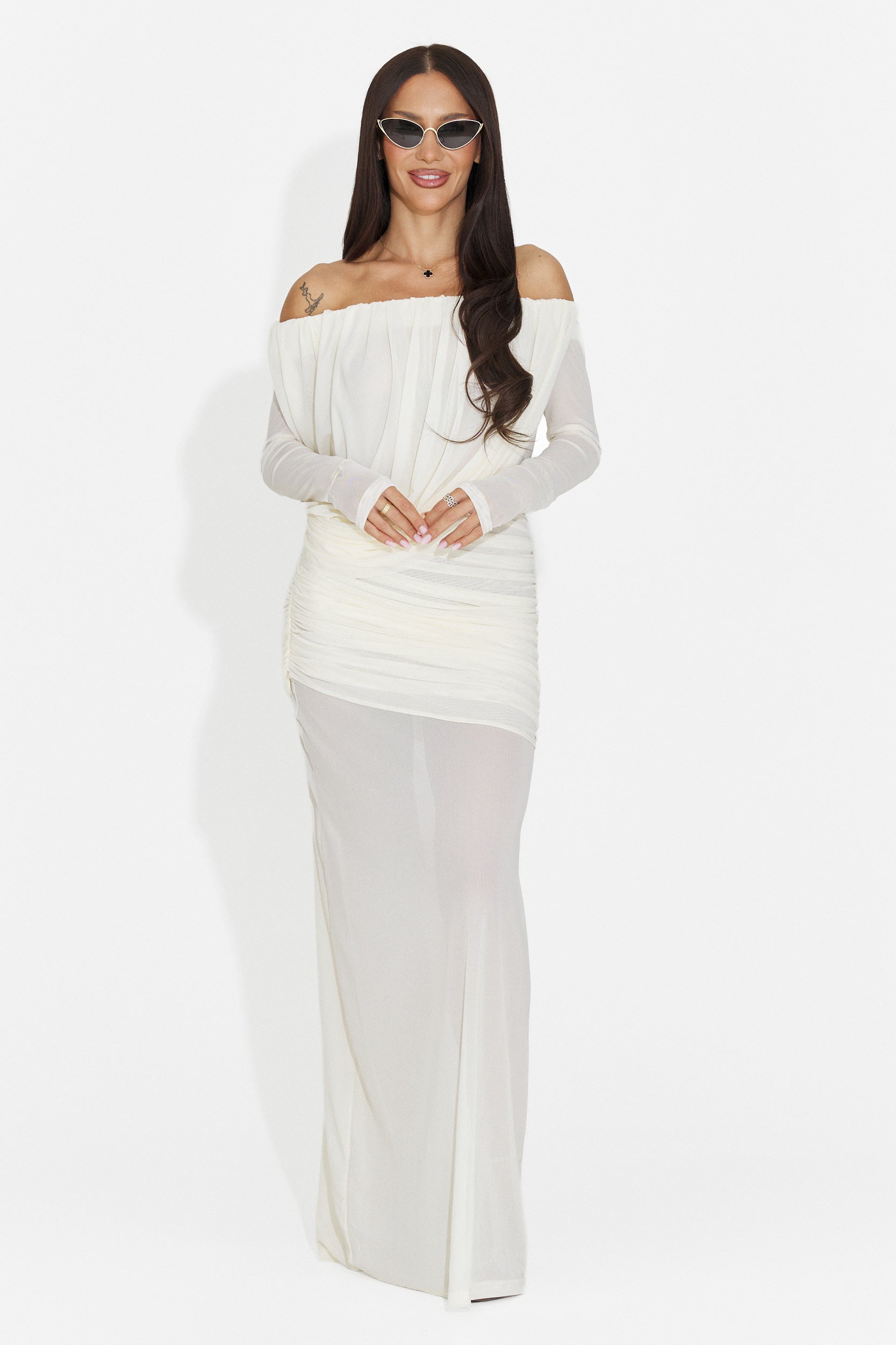 Rochie dama lunga crem Zulya Bogas