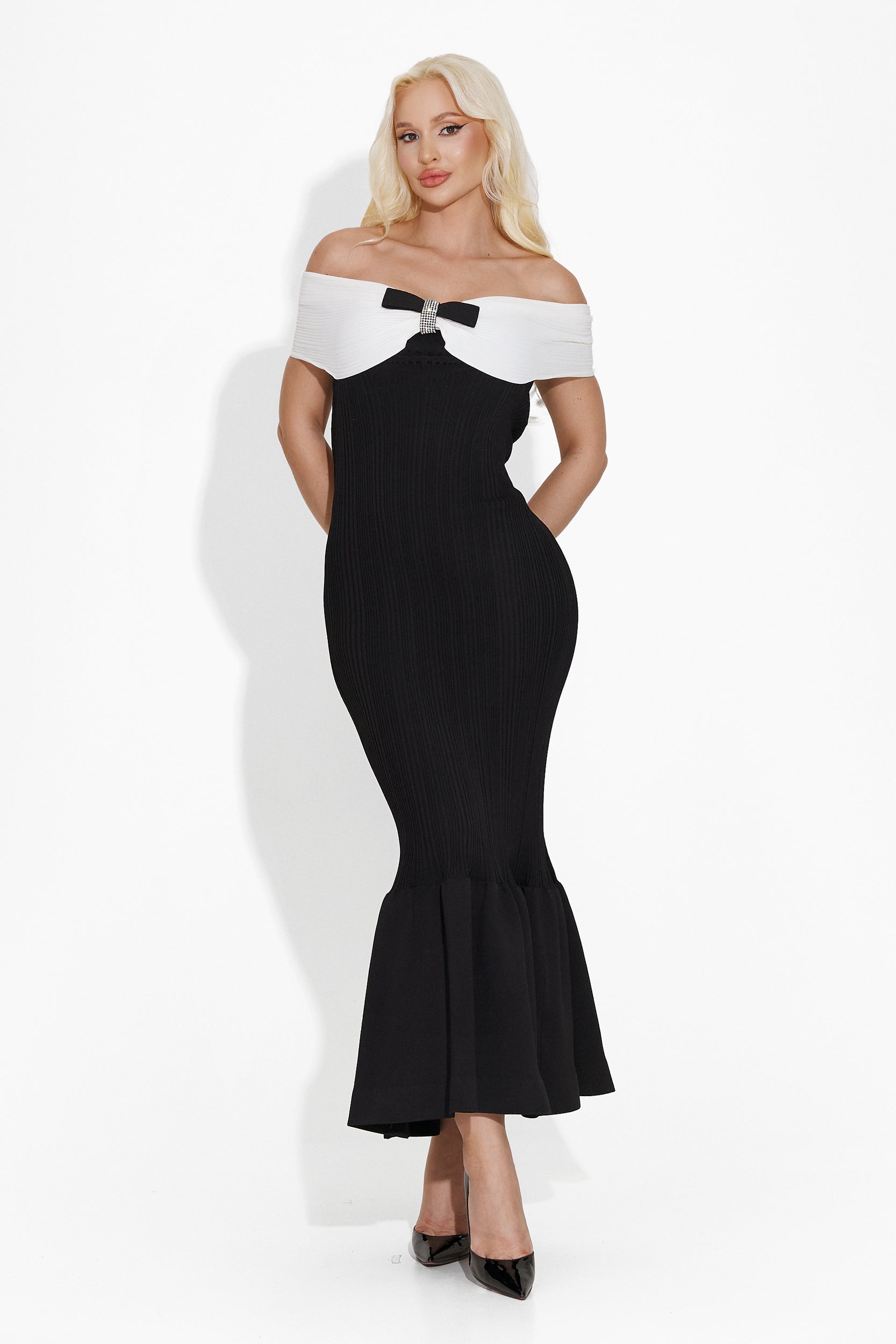 Sherimna Bogas Elegáns Hosszú Fekete Ruha Nőknek