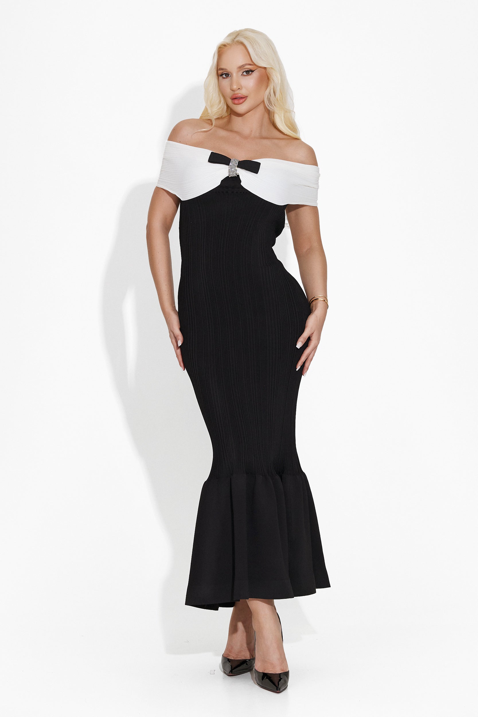 Sherimna Bogas Elegáns Hosszú Fekete Ruha Nőknek