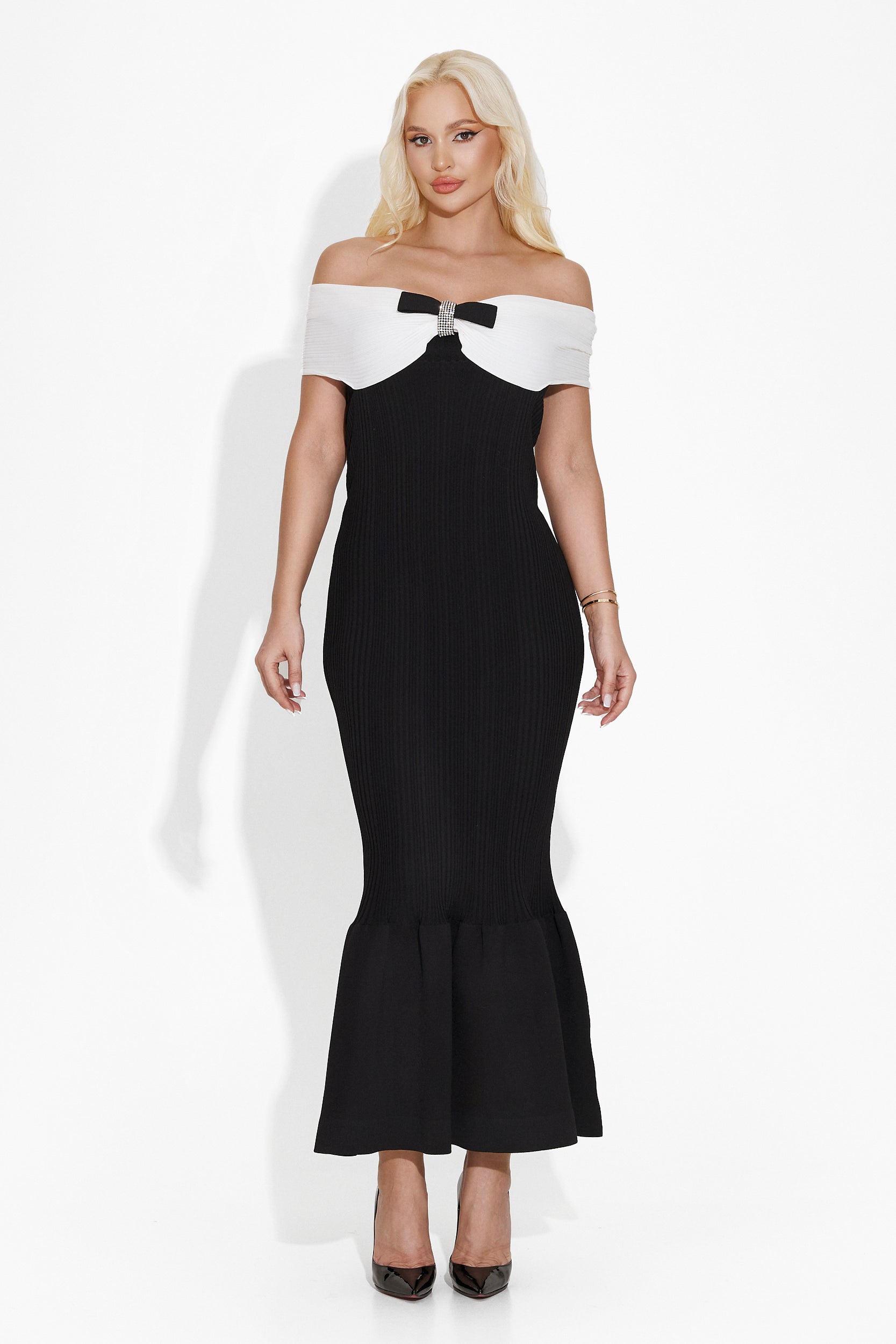 Sherimna Bogas Elegáns Hosszú Fekete Ruha Nőknek