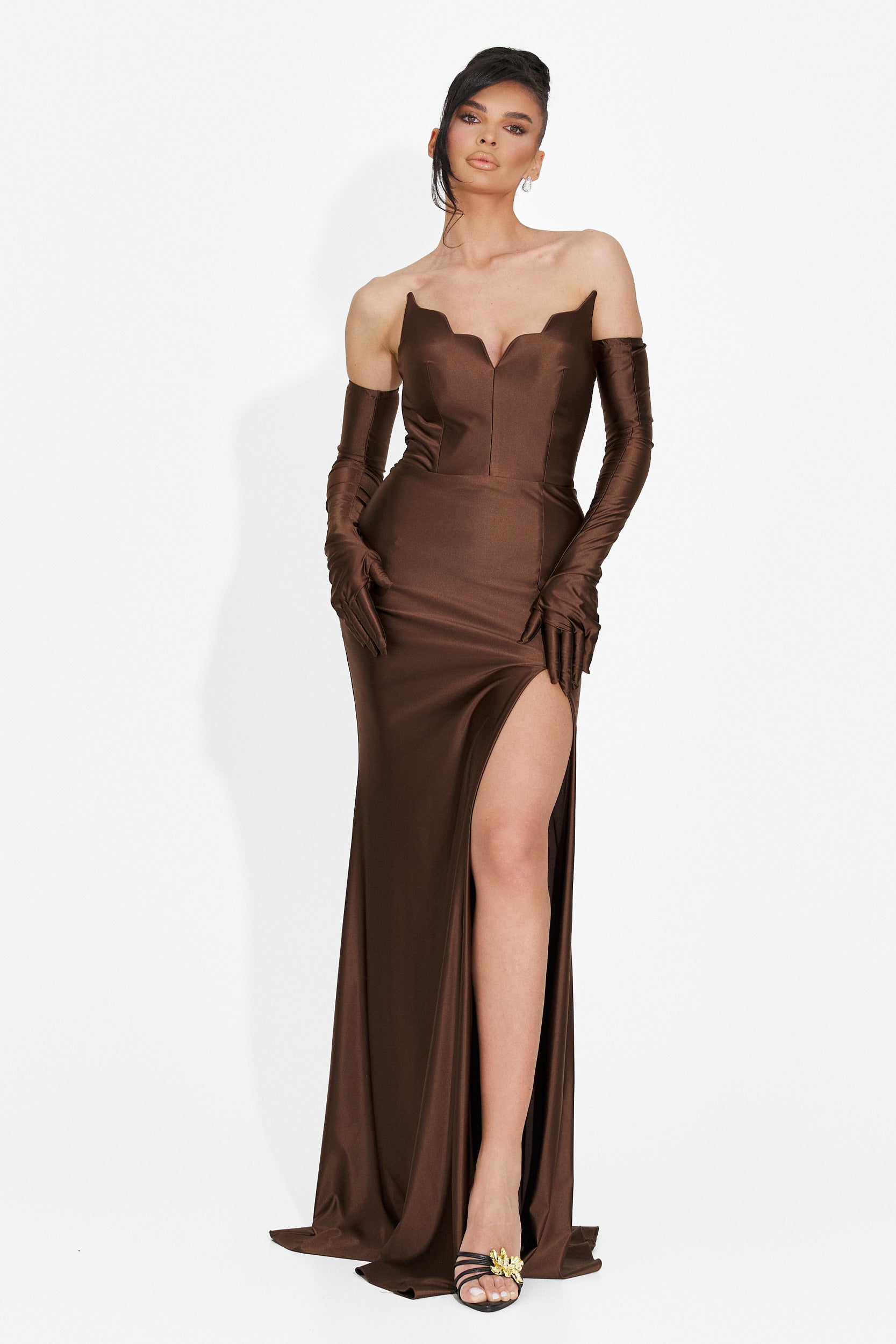 Rochie dama lunga maro Aleksa Bogas