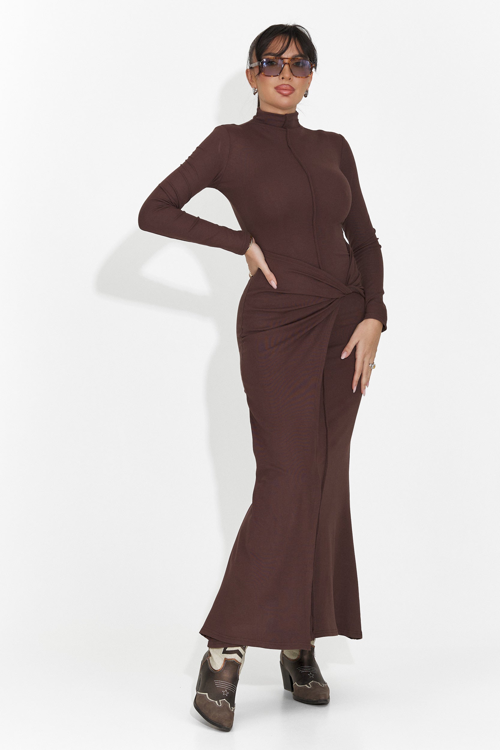 Hosszú női ruha barna Sharita Bogas