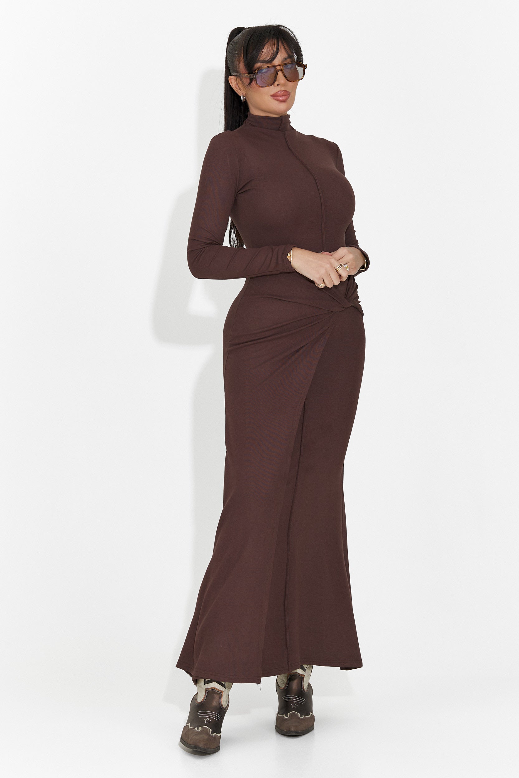 Hosszú női ruha barna Sharita Bogas