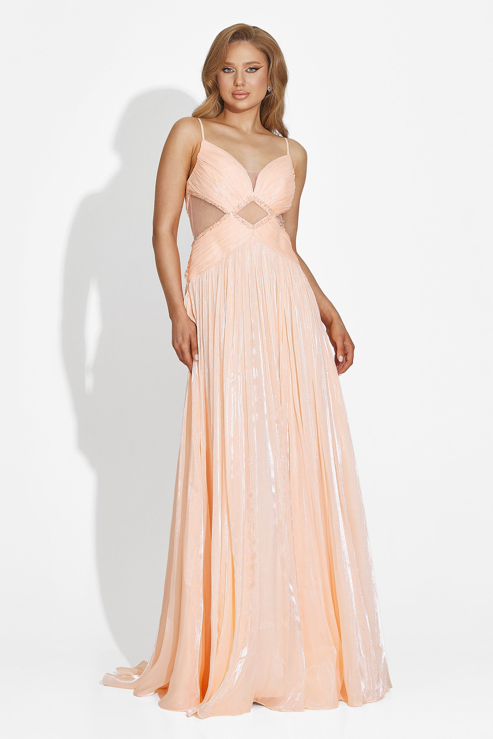 Latisha Bogas Hosszú Barack Színű Női Ruha