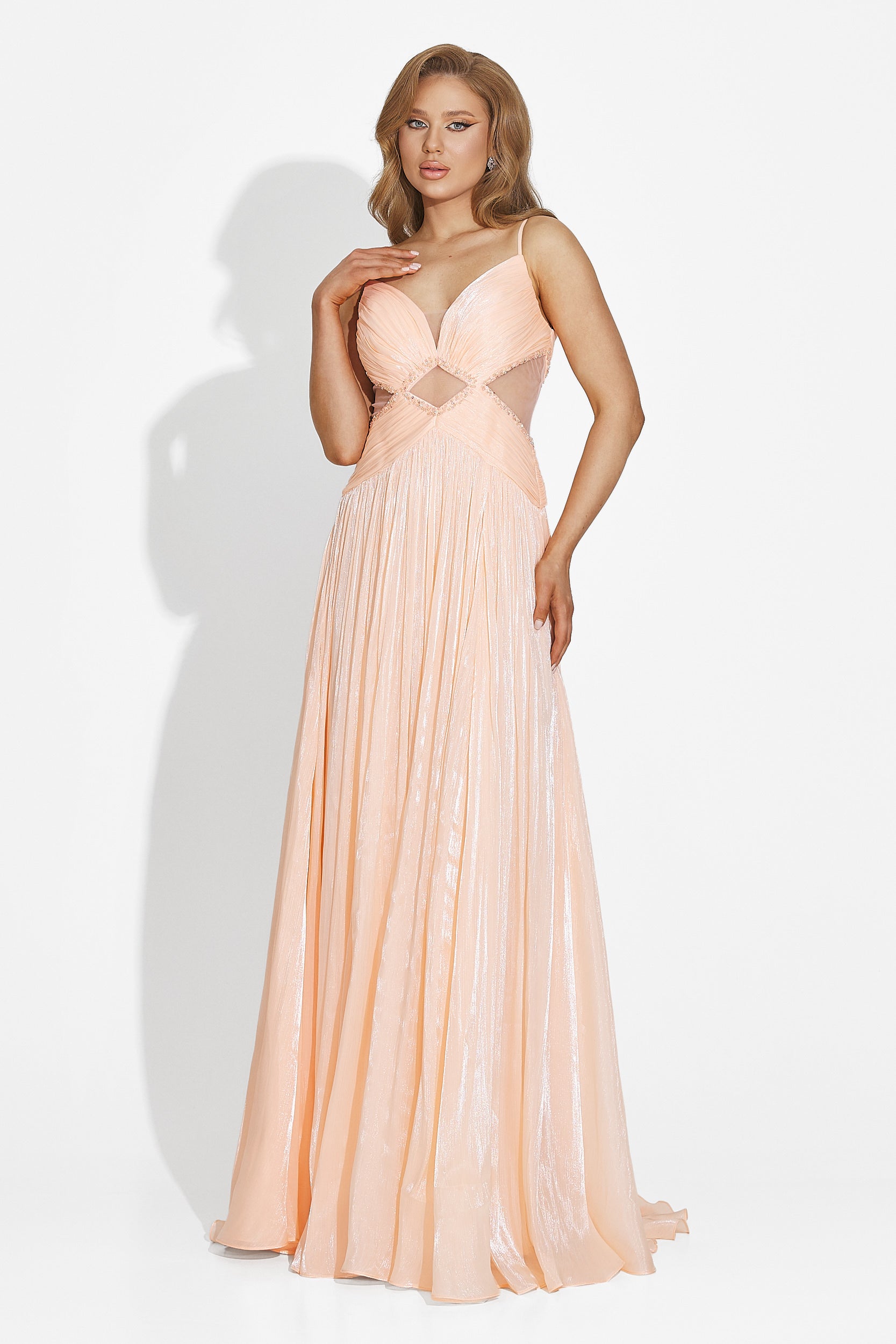 Latisha Bogas Hosszú Barack Színű Női Ruha