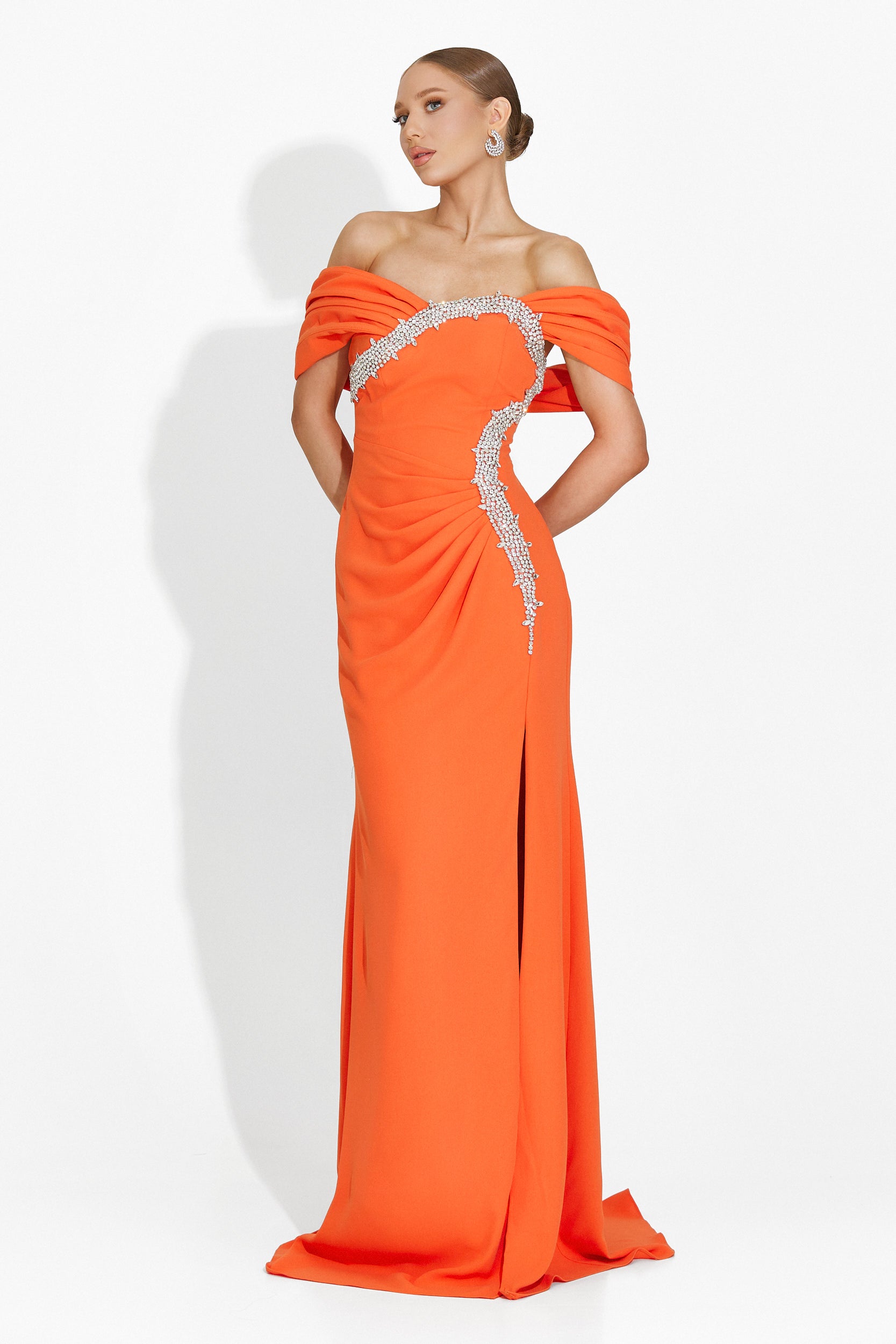 Condesa Bogas Hosszú Narancssárga Női Ruha