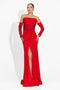 Fredricka Bogas hosszú vörös női ruha