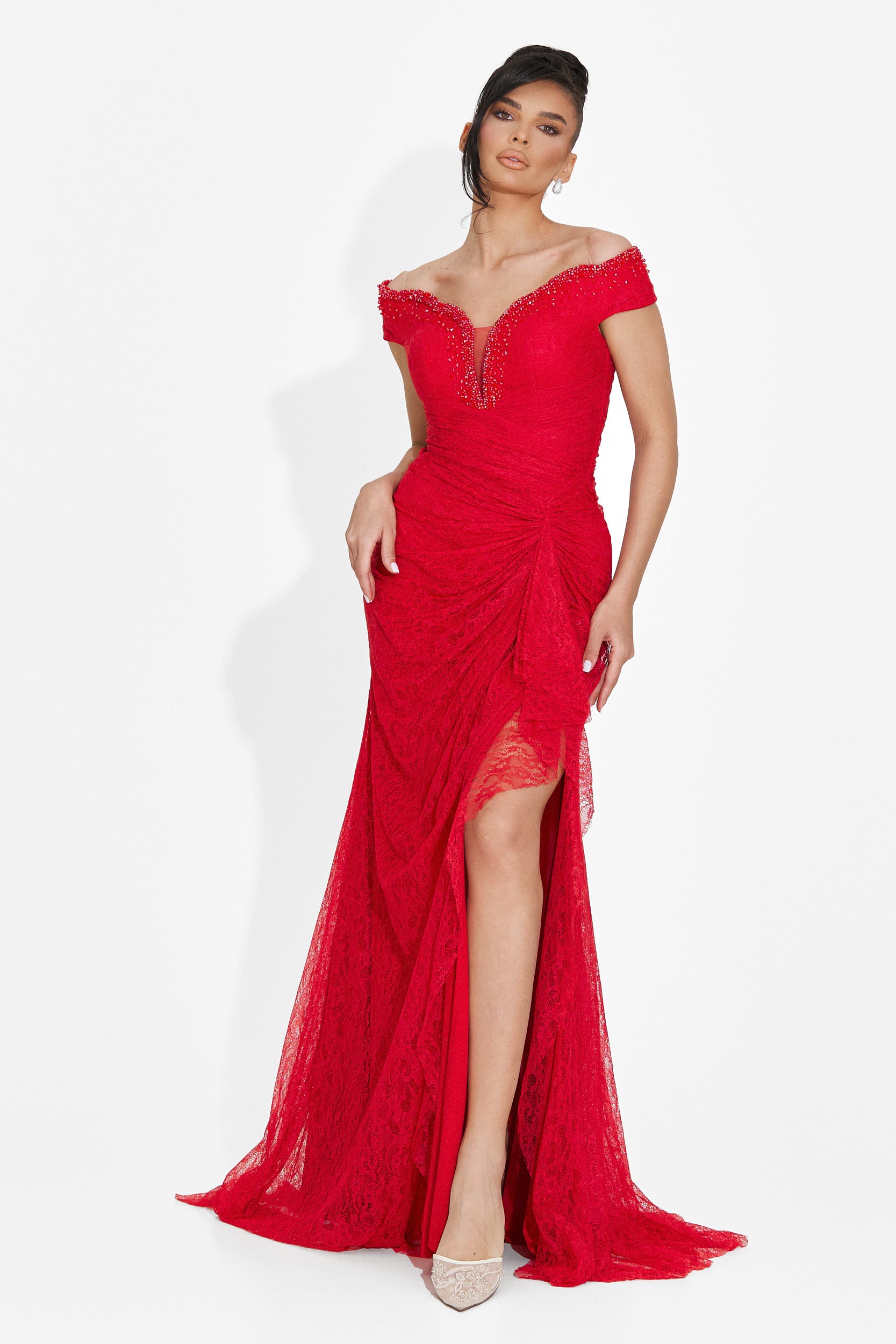 Rochie dama lunga rosie Sidomia Bogas