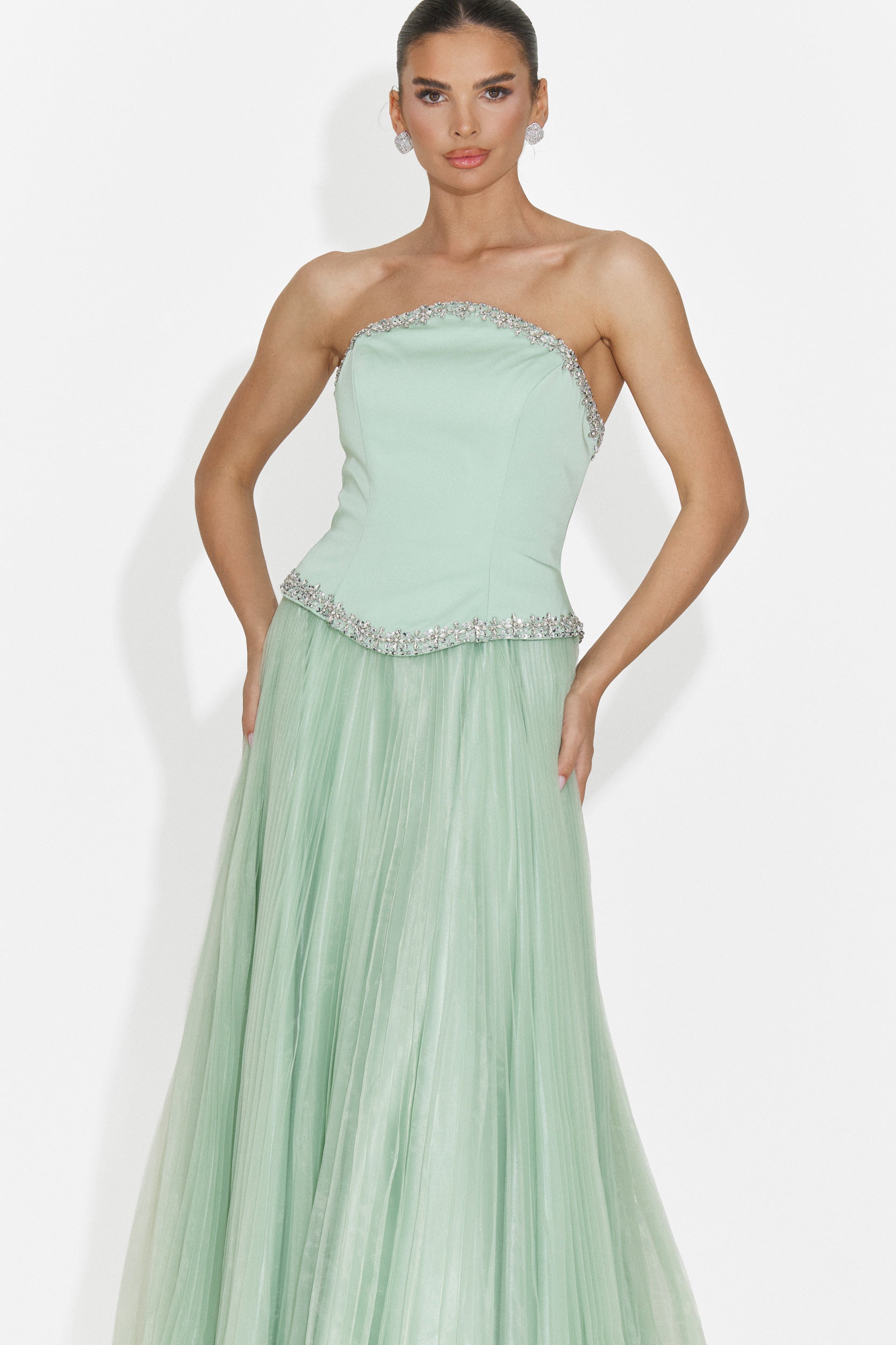 Rochie dama lunga verde mint Brunhilde Bogas