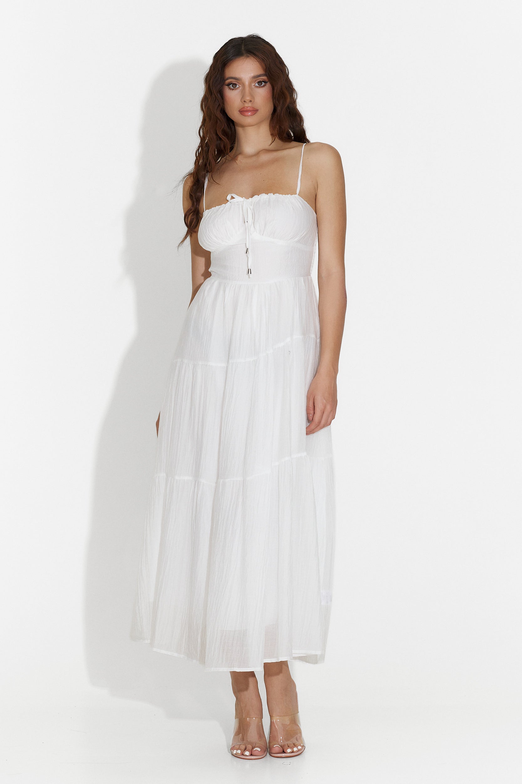 Faster Bogas közepes hosszúságú fehér női ruha