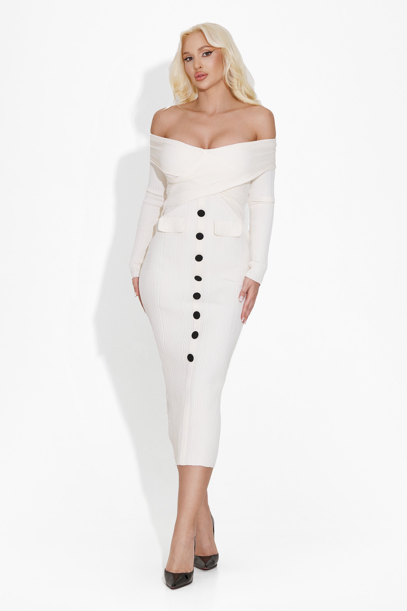 Misaki Bogas Fehér Midi Ruha Nőknek