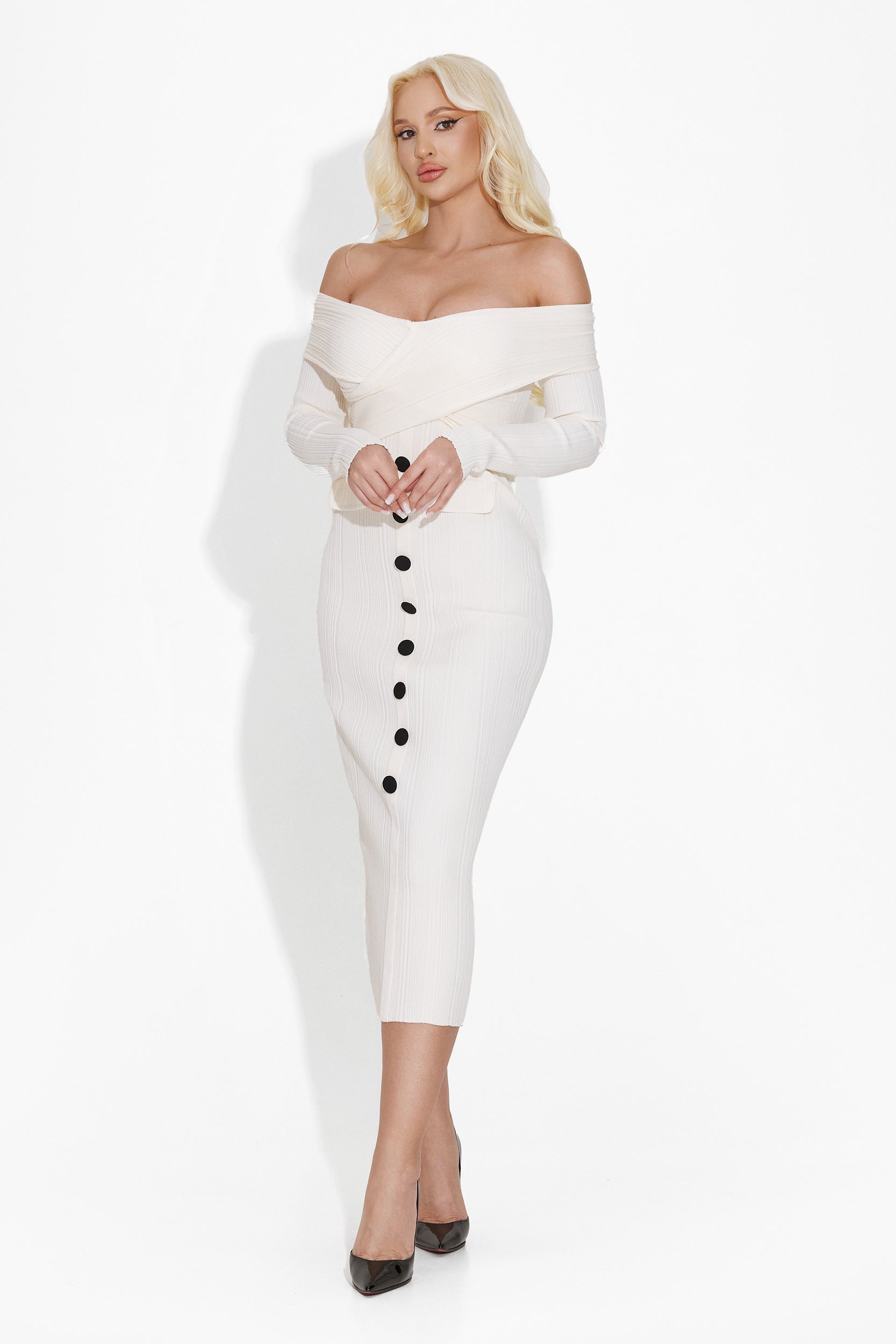 Misaki Bogas Fehér Midi Ruha Nőknek