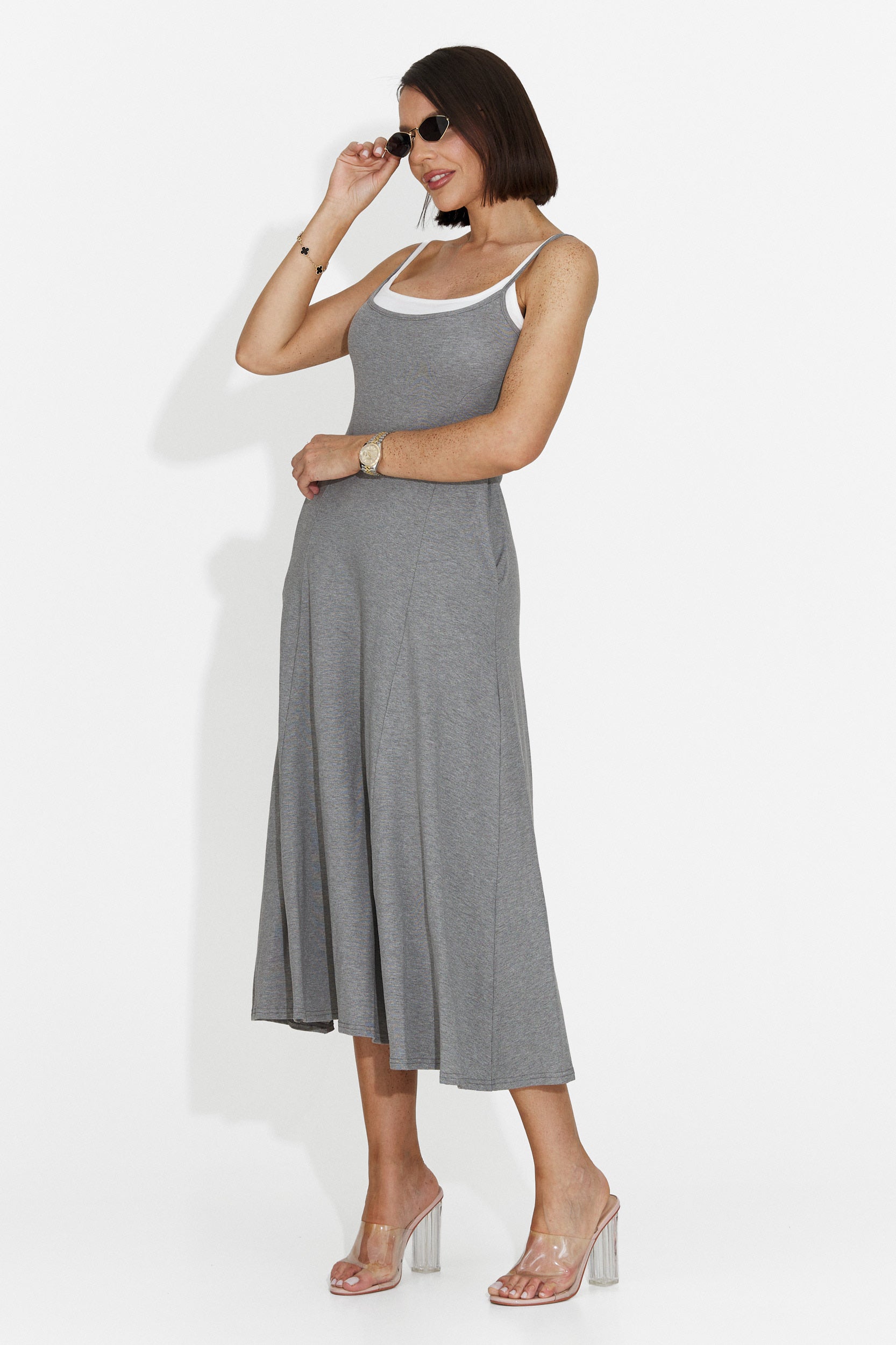 Rochie dama midi gri Anuria Bogas