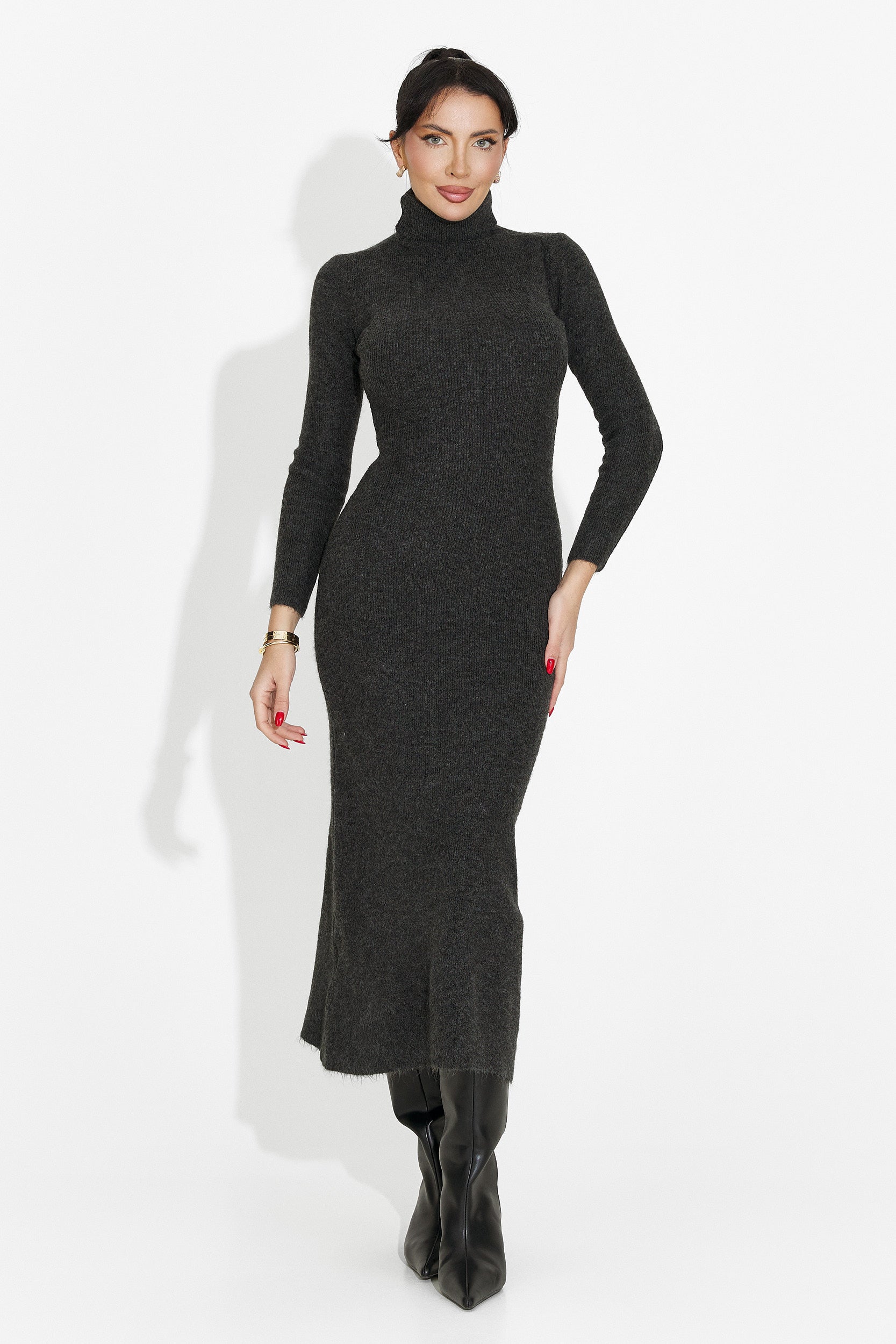 Szürke midi női ruha Patrisia Bogas