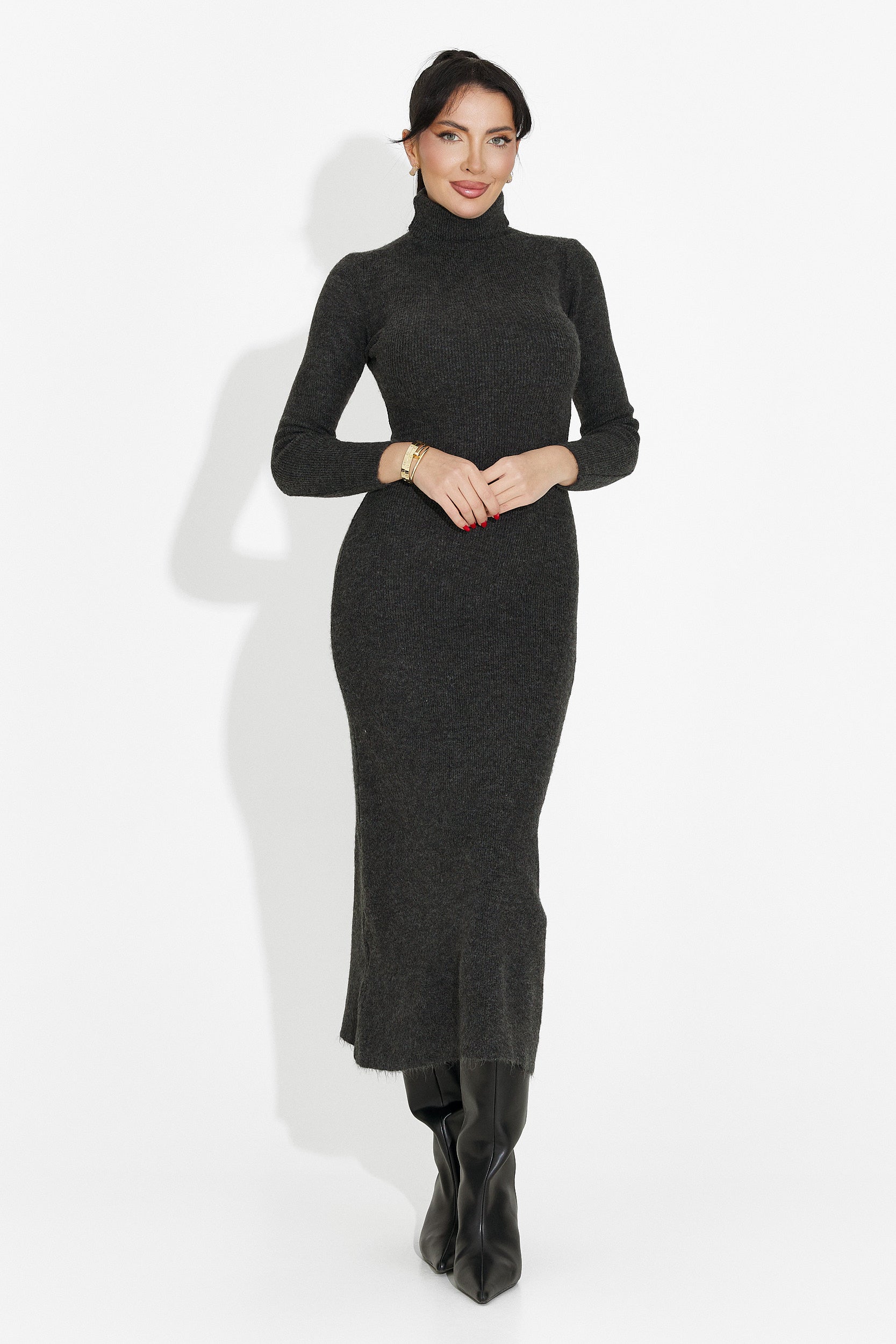 Szürke midi női ruha Patrisia Bogas