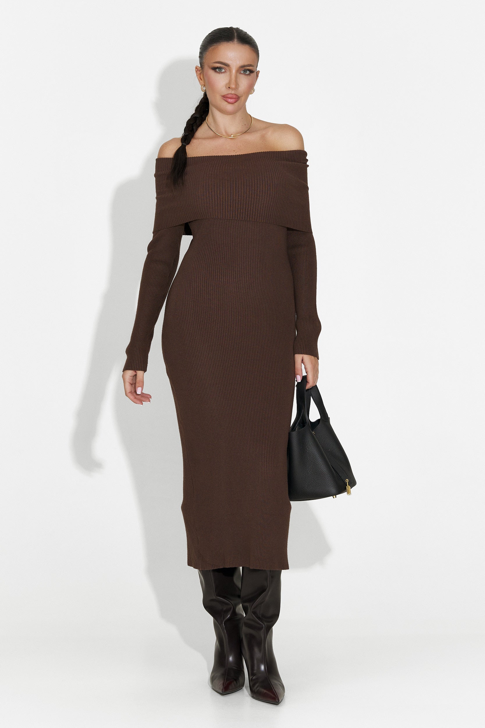 Velana Bogas Barna Midi Ruha Nőknek