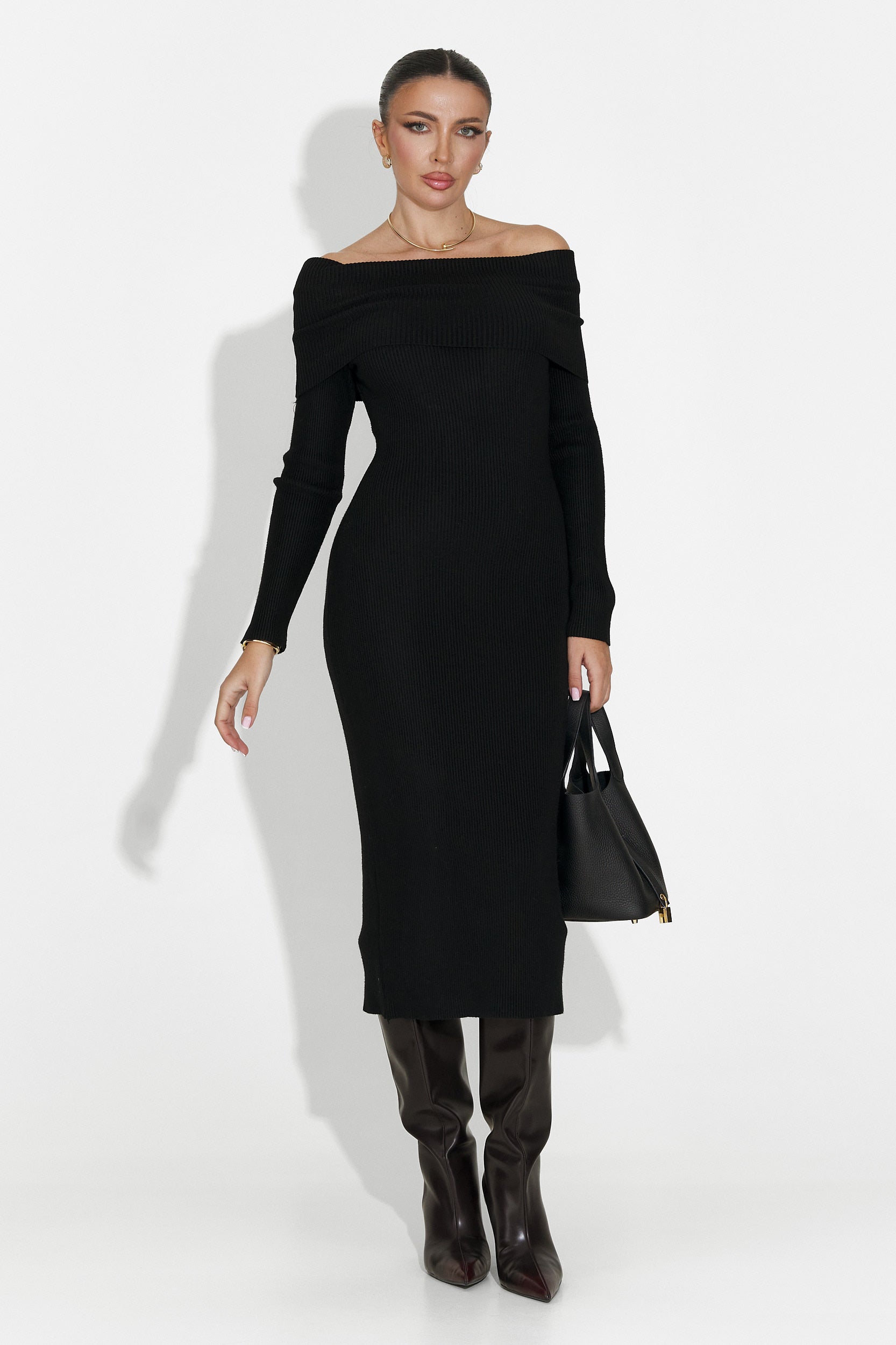 Velana Bogas Fekete Midi Ruha Nőknek