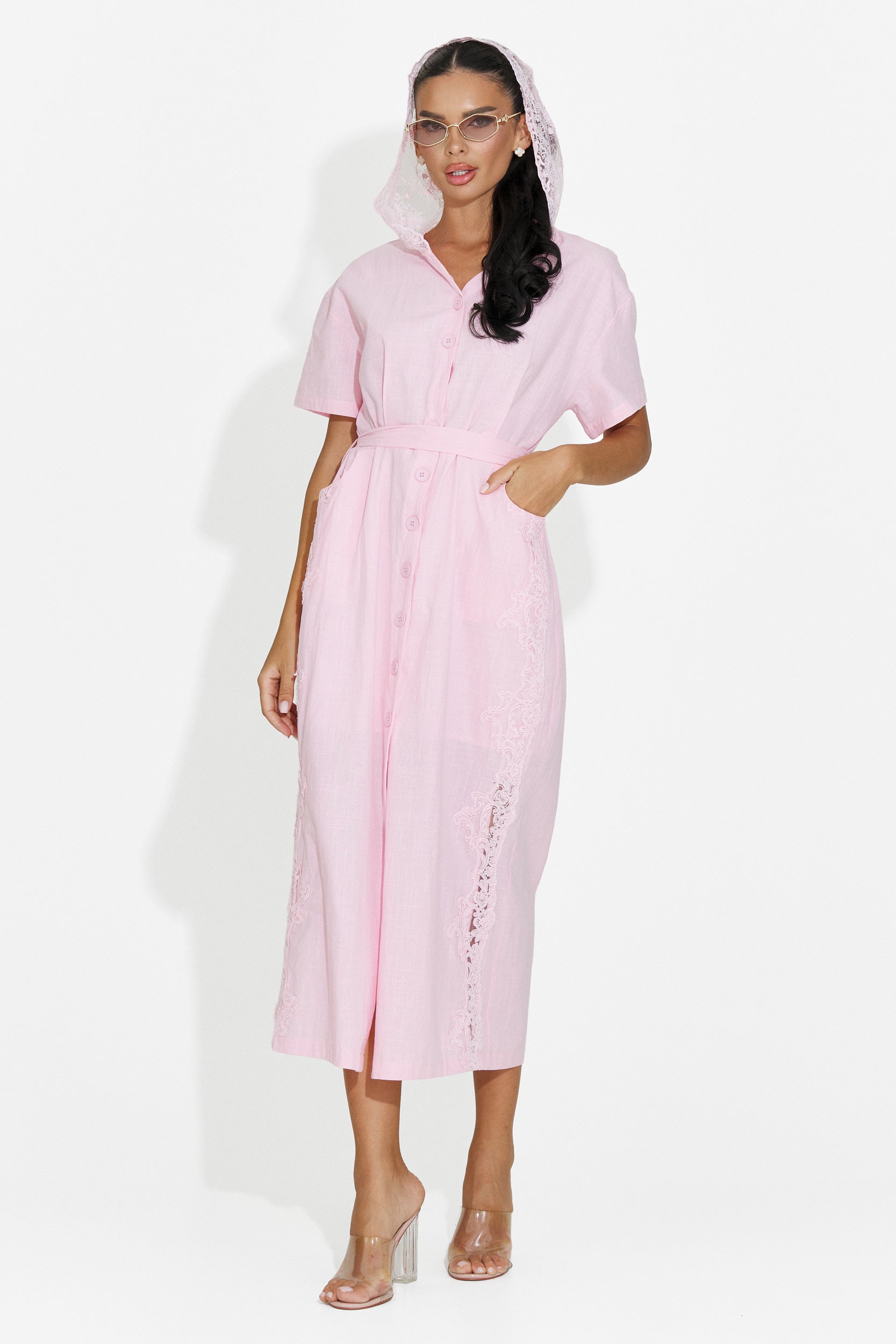 Női midi ruha rózsaszín Aneira Bogas