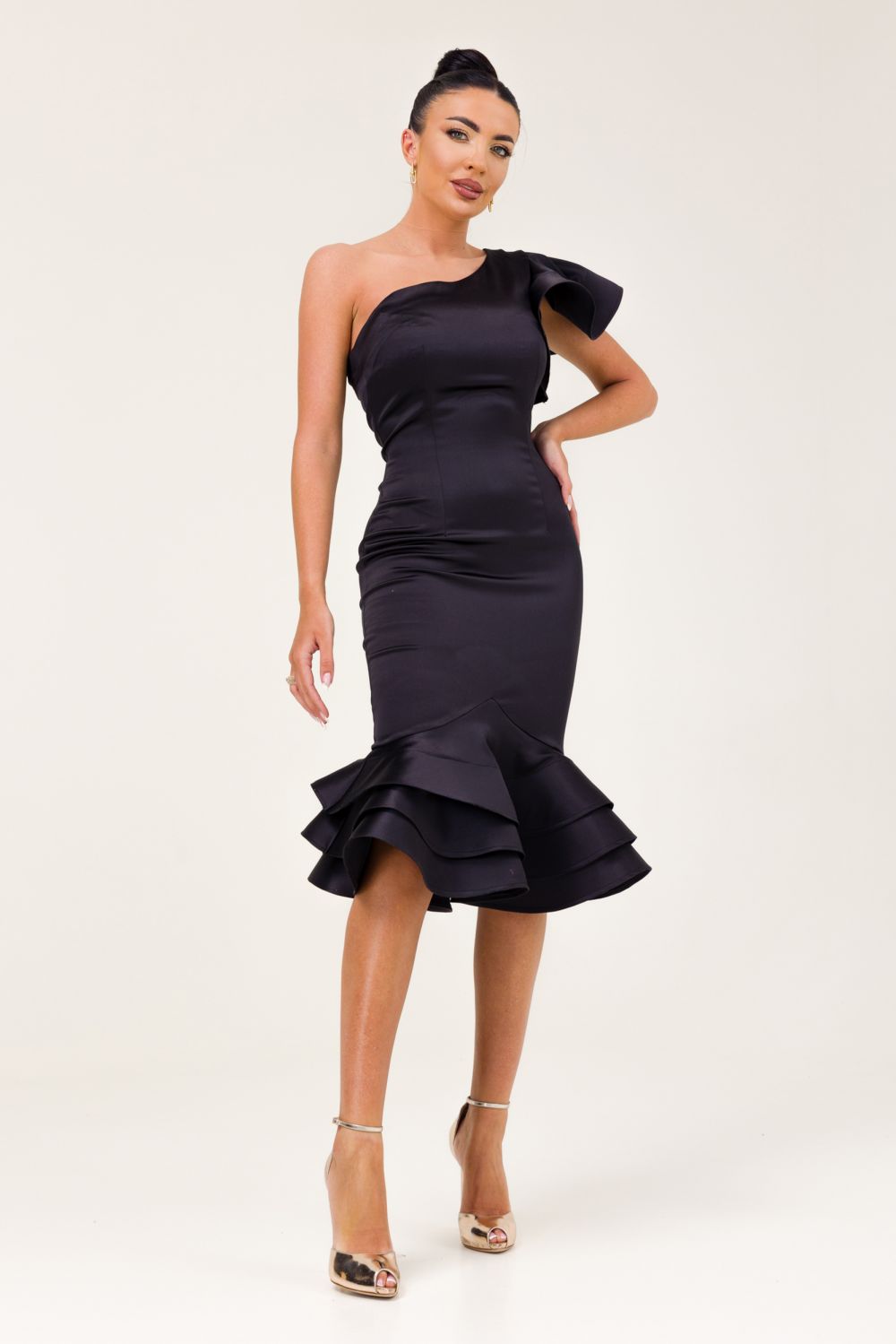 Női fekete taft midi ruha Zammy Bogas