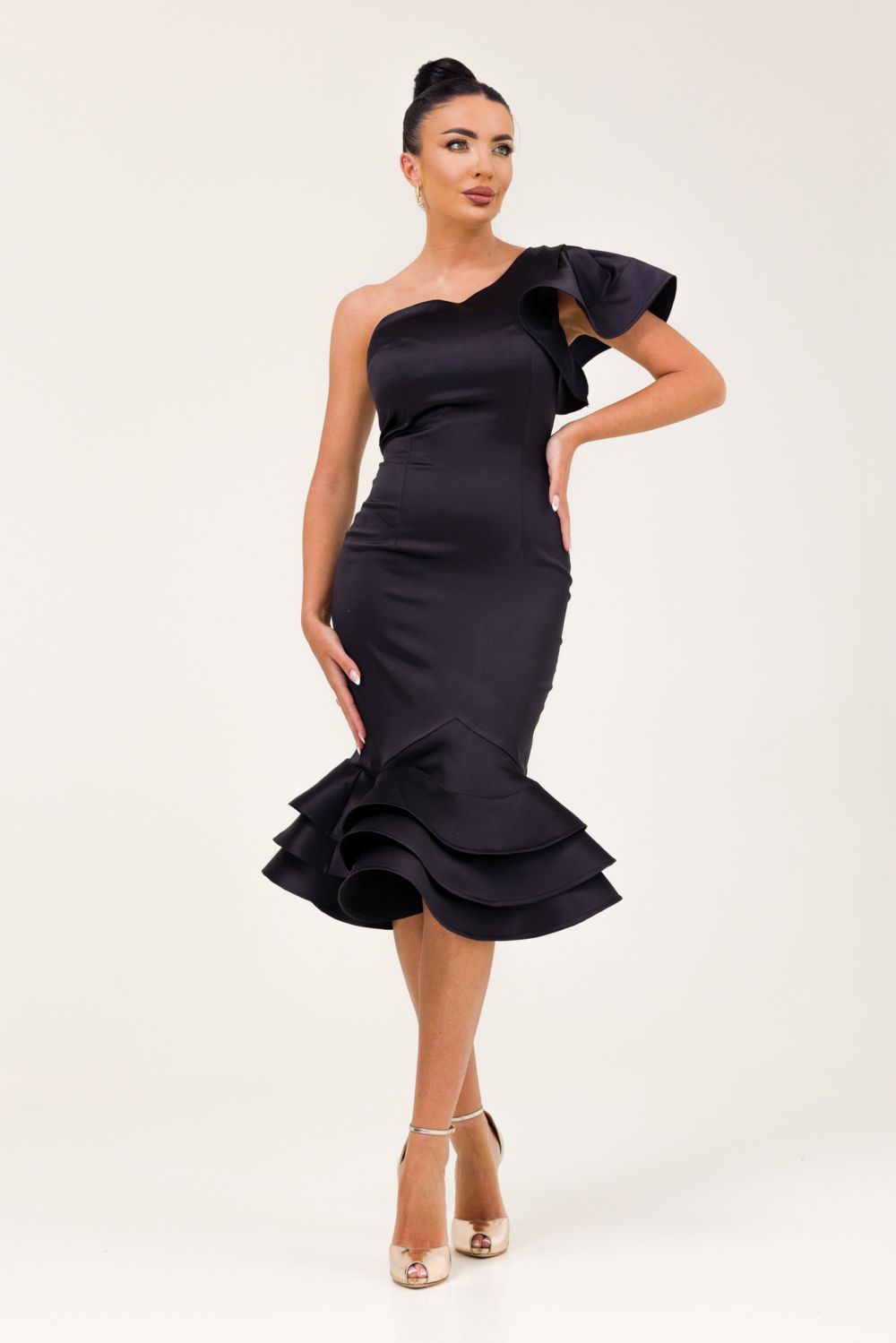 Női fekete taft midi ruha Zammy Bogas