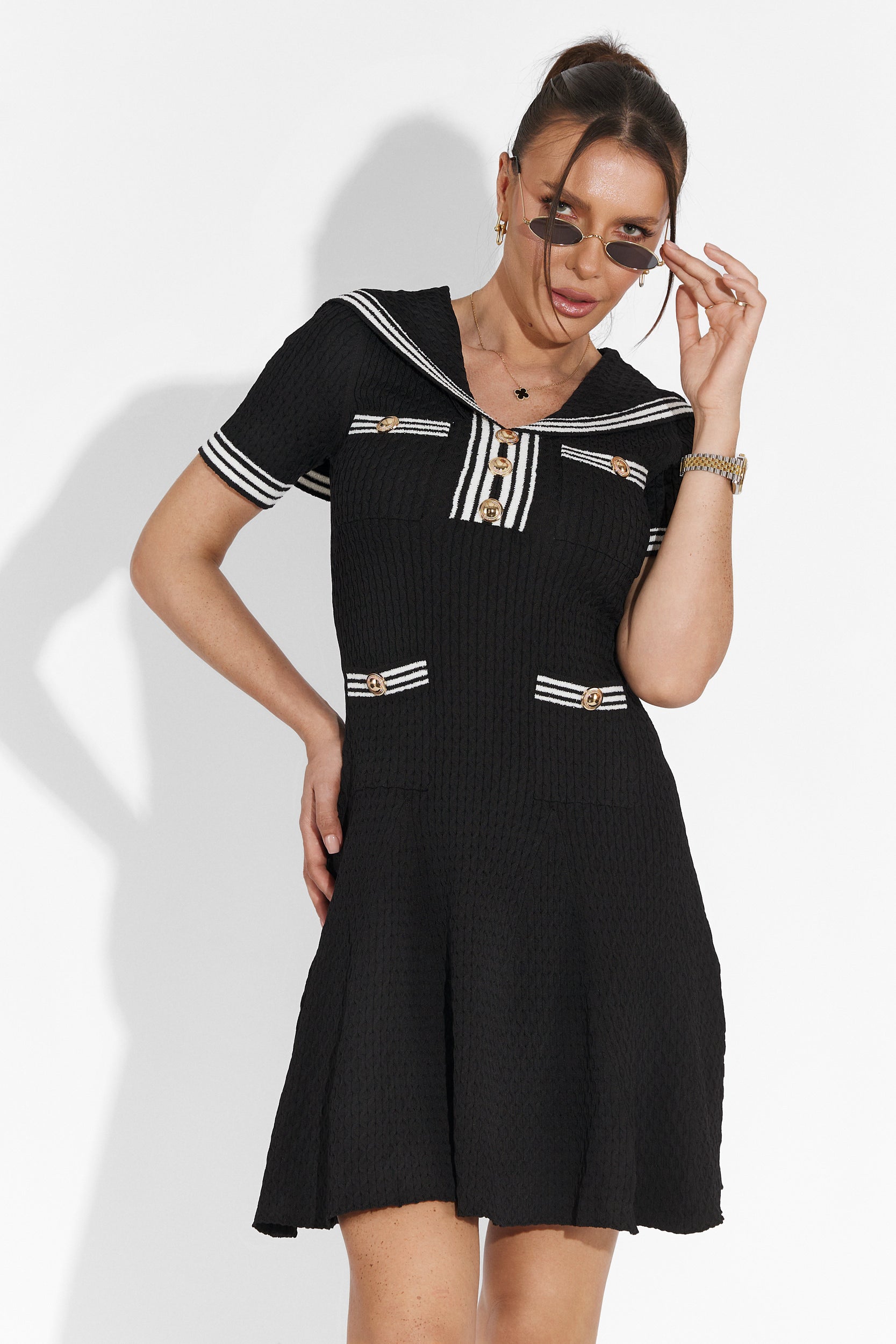 Menas Bogas Rövid Fekete Női Ruha