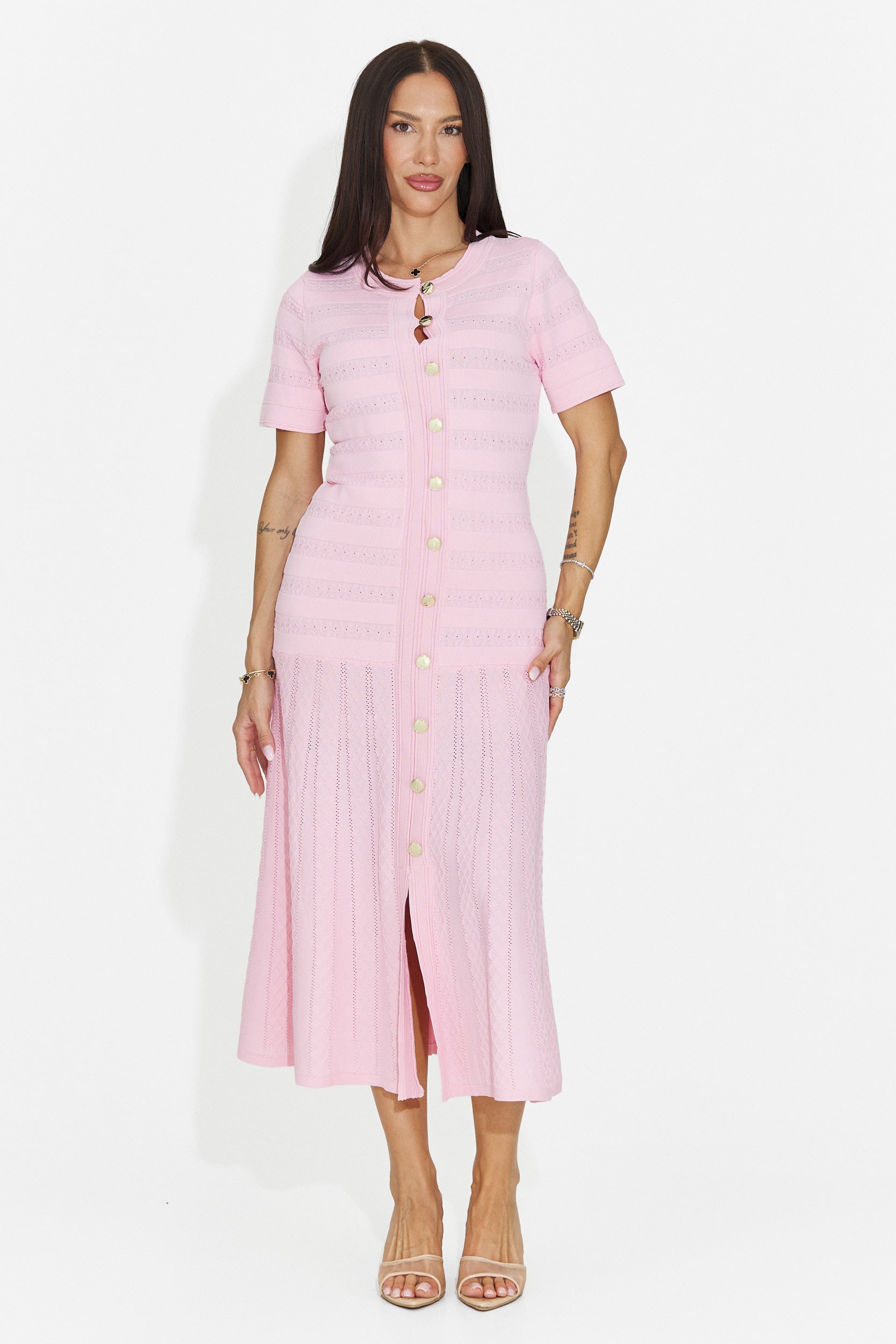 Rochie dama scurta roz Bikona Bogas