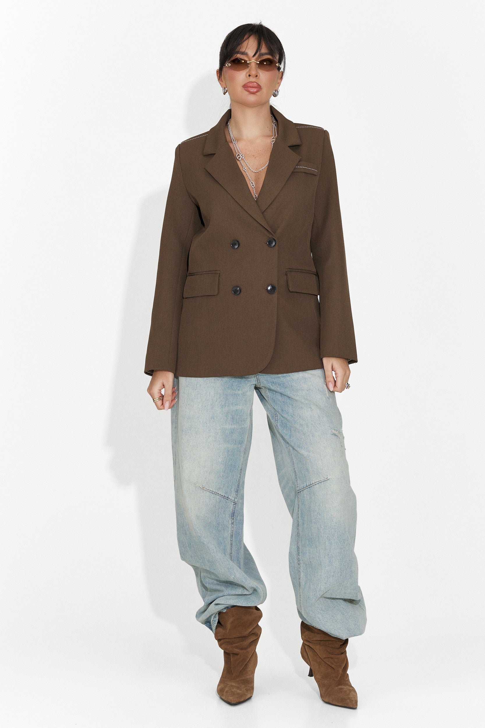 Elegáns barna hölgy blézer Caleiaja Bogas