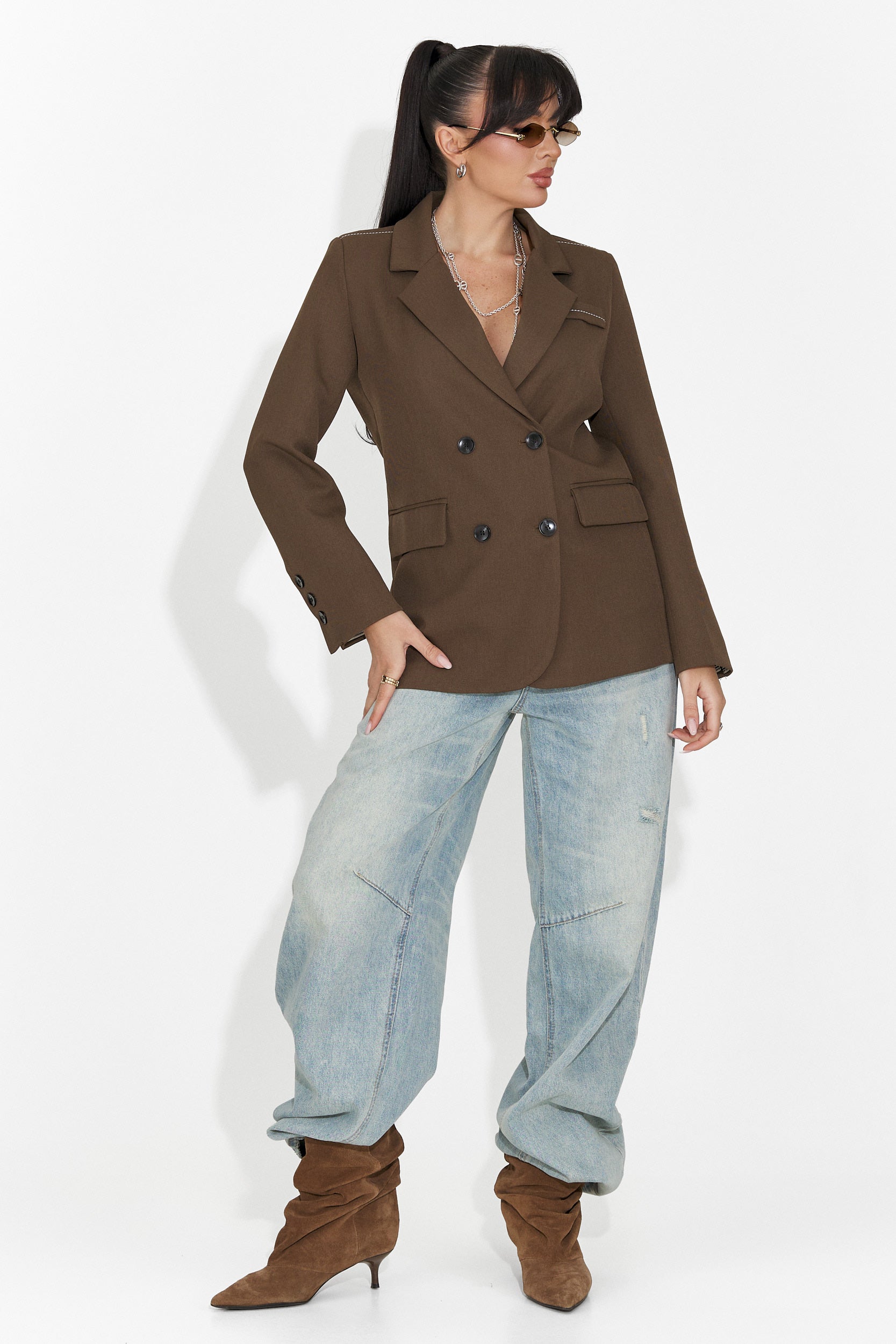 Elegáns barna hölgy blézer Caleiaja Bogas