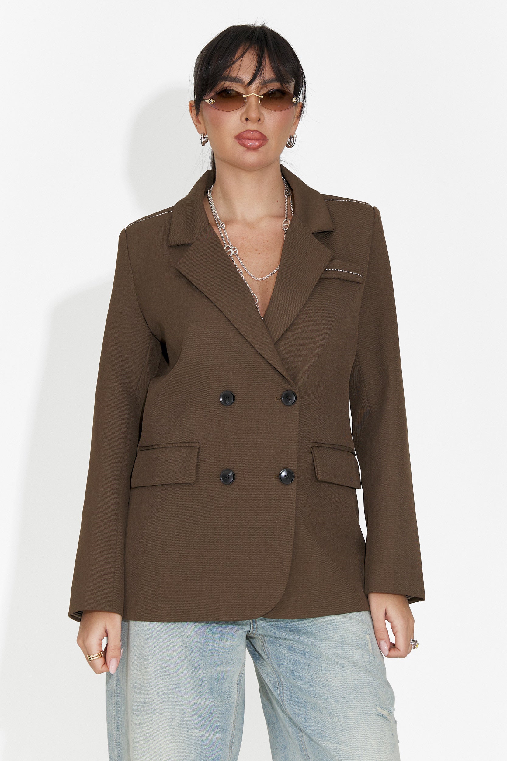 Elegáns barna hölgy blézer Caleiaja Bogas