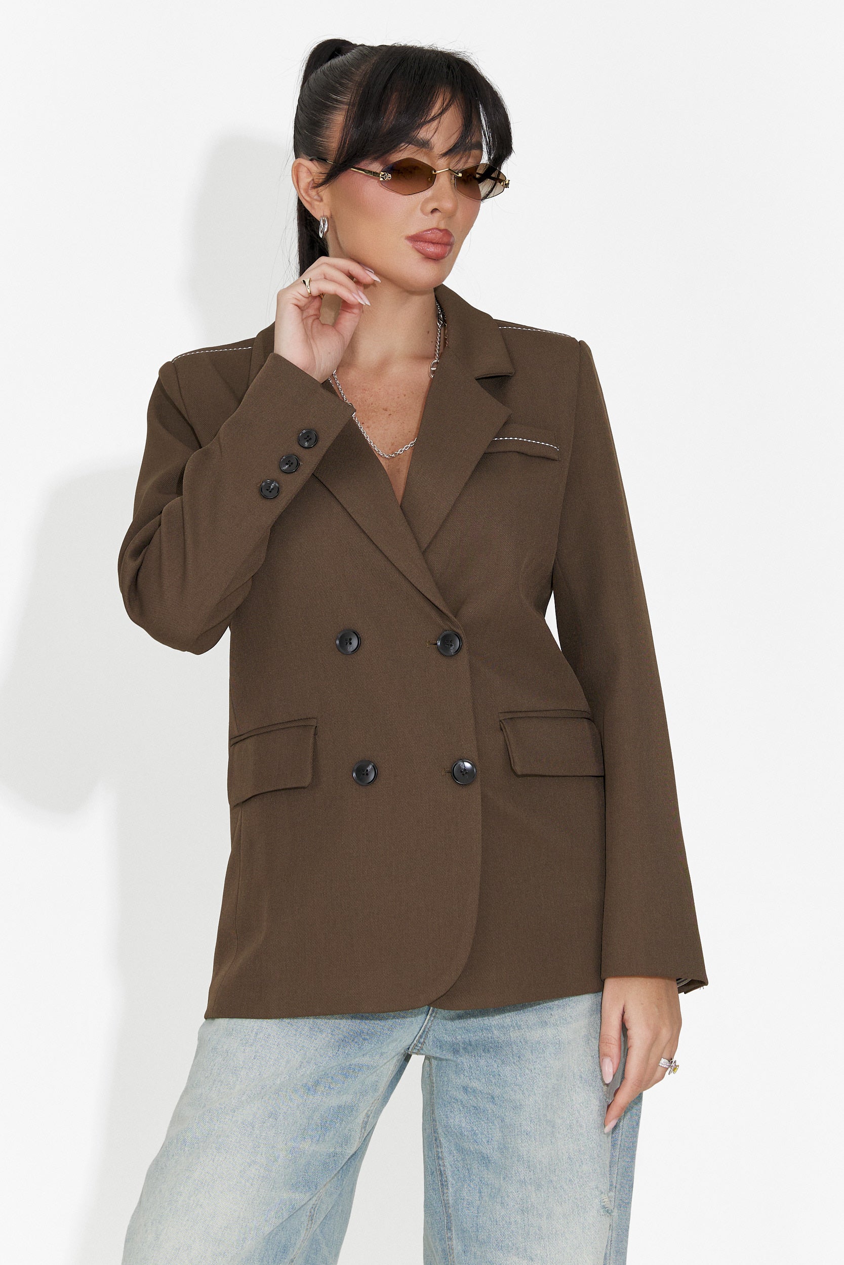 Elegáns barna női zakó Caleiaja Bogas