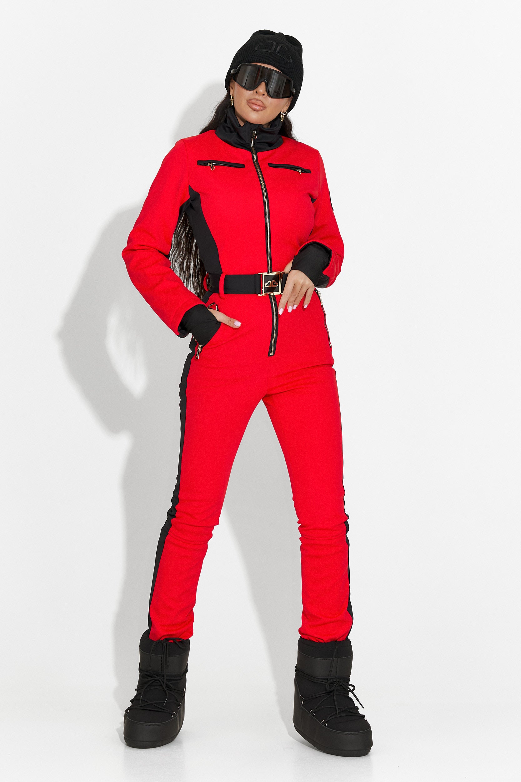 Oliviene Bogas Véletlenszerű Piros Sí Overál