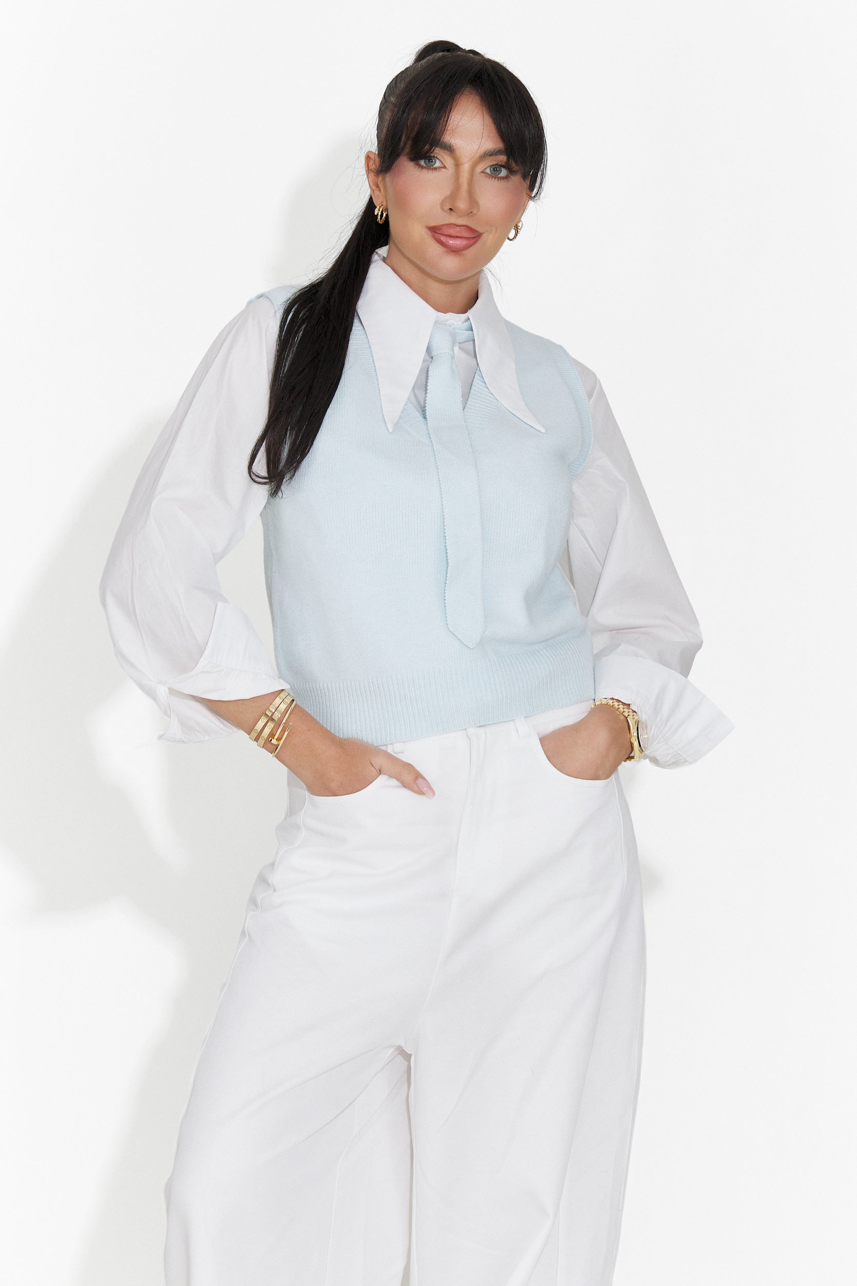 3 darabos szett ing + mellény + világoskék nyakkendő Tasiana Bogas