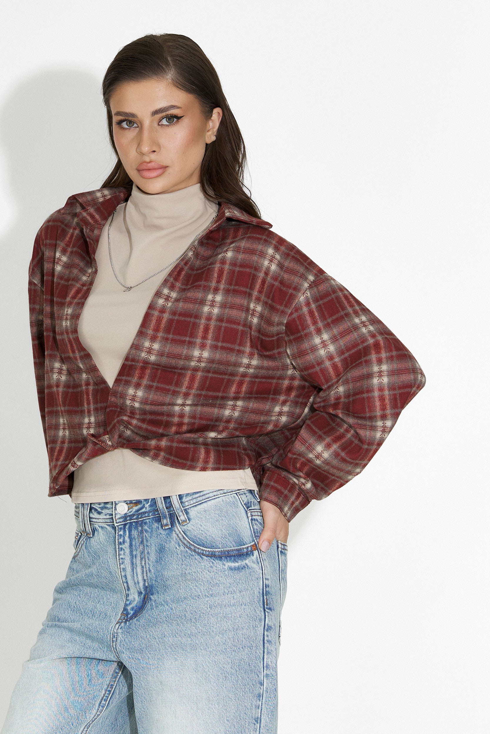 Noielia Bogas női ing és bordó top szett